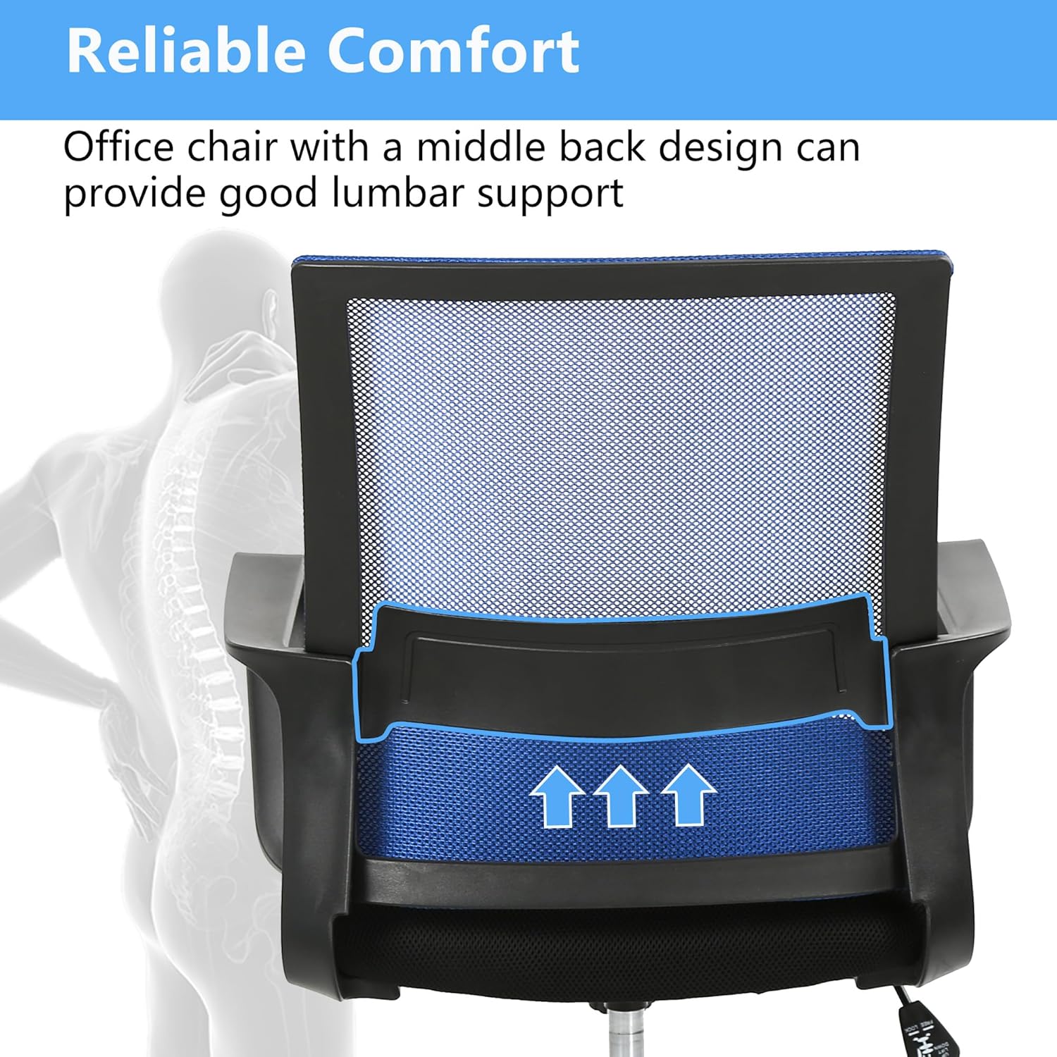 PayLessHere Silla de oficina para computadora, silla ergonómica de malla, respaldo medio, silla giratoria para oficina en casa, silla de escritorio