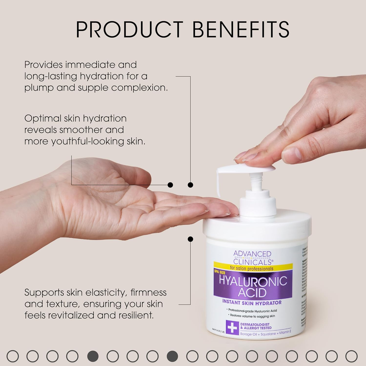 Advanced Clinicals Loción corporal de ácido hialurónico + crema iluminadora de vitamina C, juego de 2 piezas  Hidratante facial y crema corporal