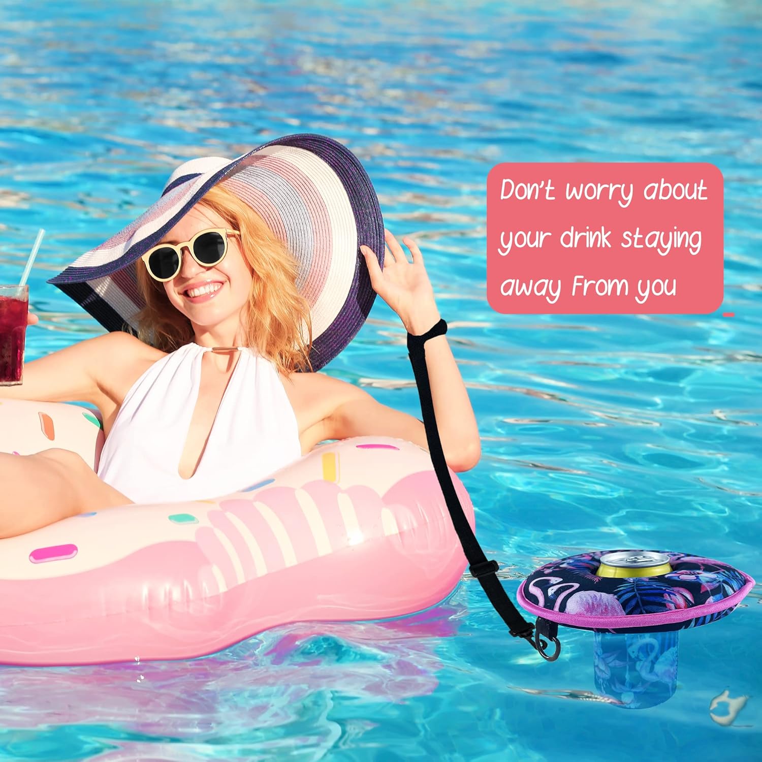 Bexbchh Soporte flotante para bebidas de neopreno para piscina, posavasos flotantes, portavasos de piscina para bebidas, flotadores para bebidas de