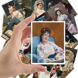 Calcomanías grandes (24 piezas de 2.5 x 3.5 pulgadas) Belle Epoque Retrato de damas por Raimundo Garretta Pintura de museo antiguo, arte victoriano Calcomanías grandes (24 piezas de 2.5 x 3.5 pulgadas) Belle Epoque Retrato de damas por Raimundo Garretta Pintura de museo antiguo, arte victoriano