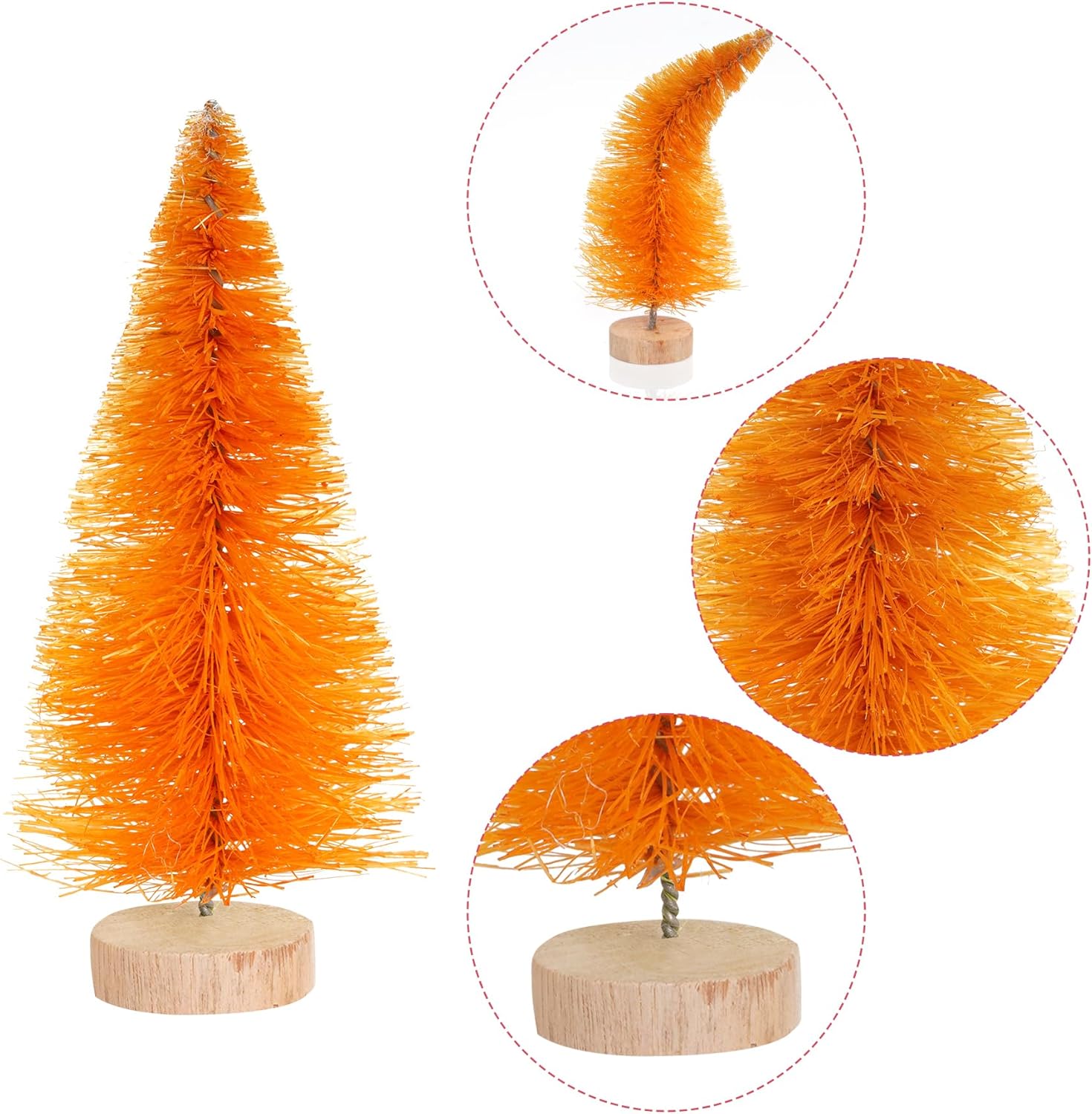 Yookat 40 mini árboles de Navidad artificiales de pino con base de madera, árboles de sisal para botellas, árboles de cepillo de colores surtidos