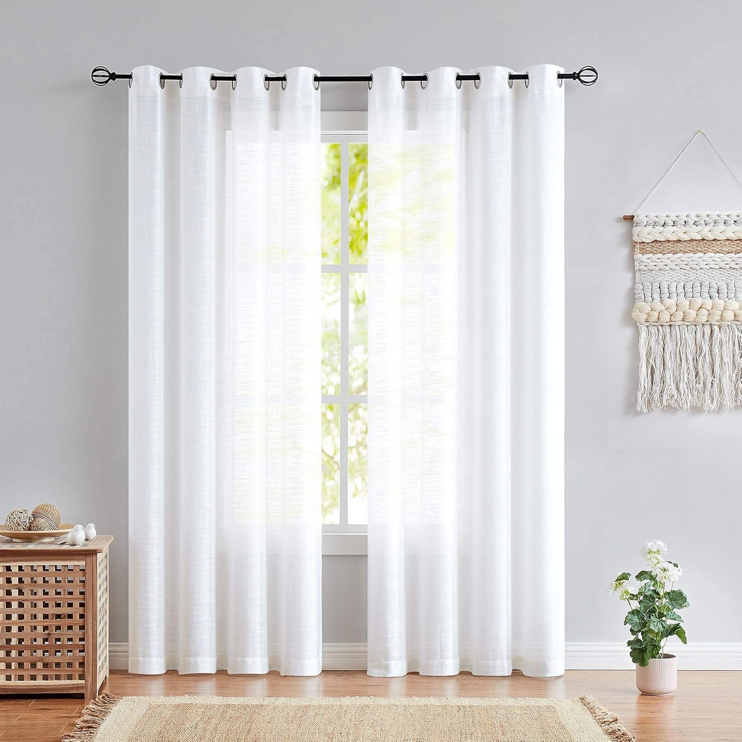 Fmfunctex – Cortinas semitransparentes con textura de lino para ventanas