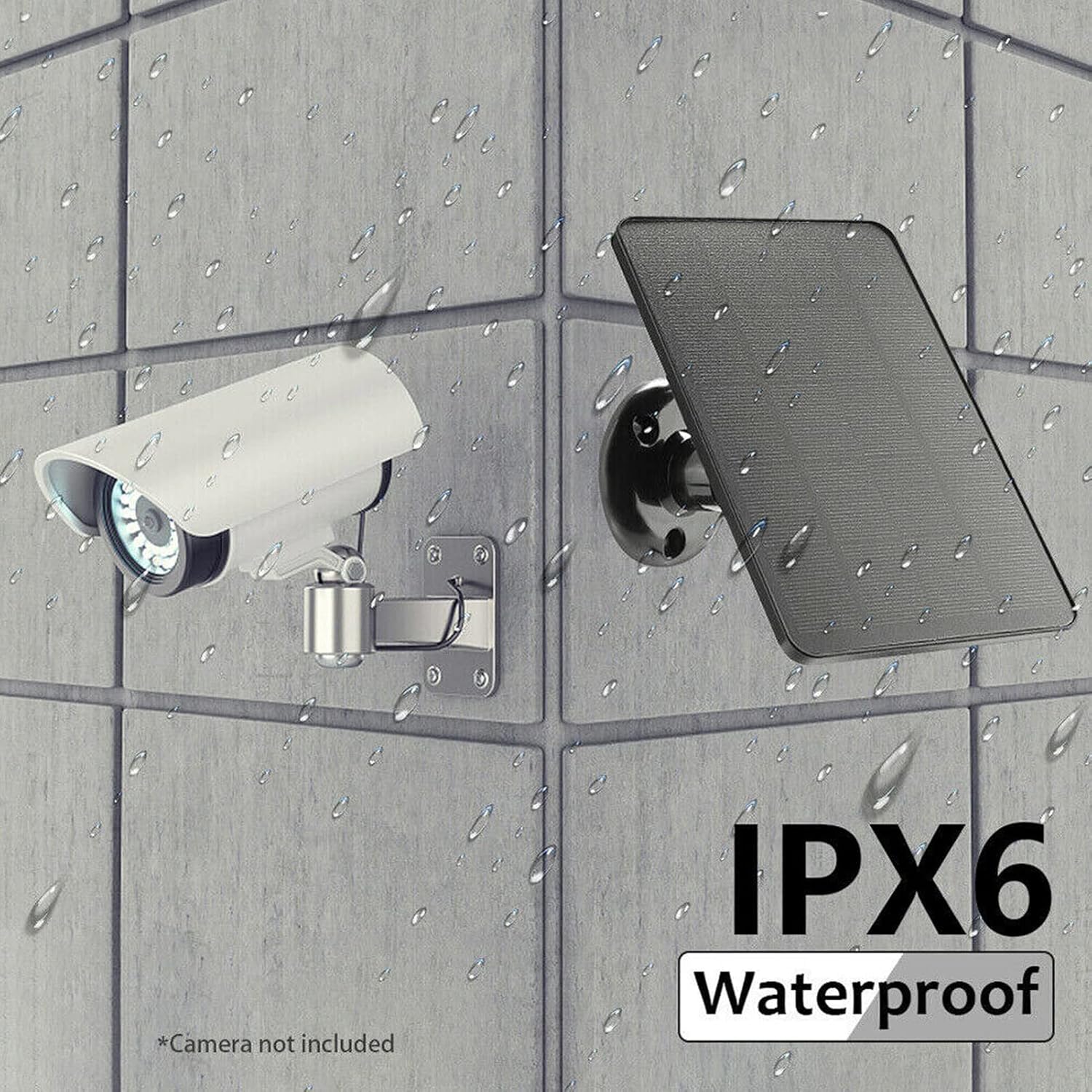 Diydeg Panel solar de 4W 5V para cámara exterior, para cámara de seguridad Ring con interfaz micro USB, para cámara Blink Floodlight, energía solar