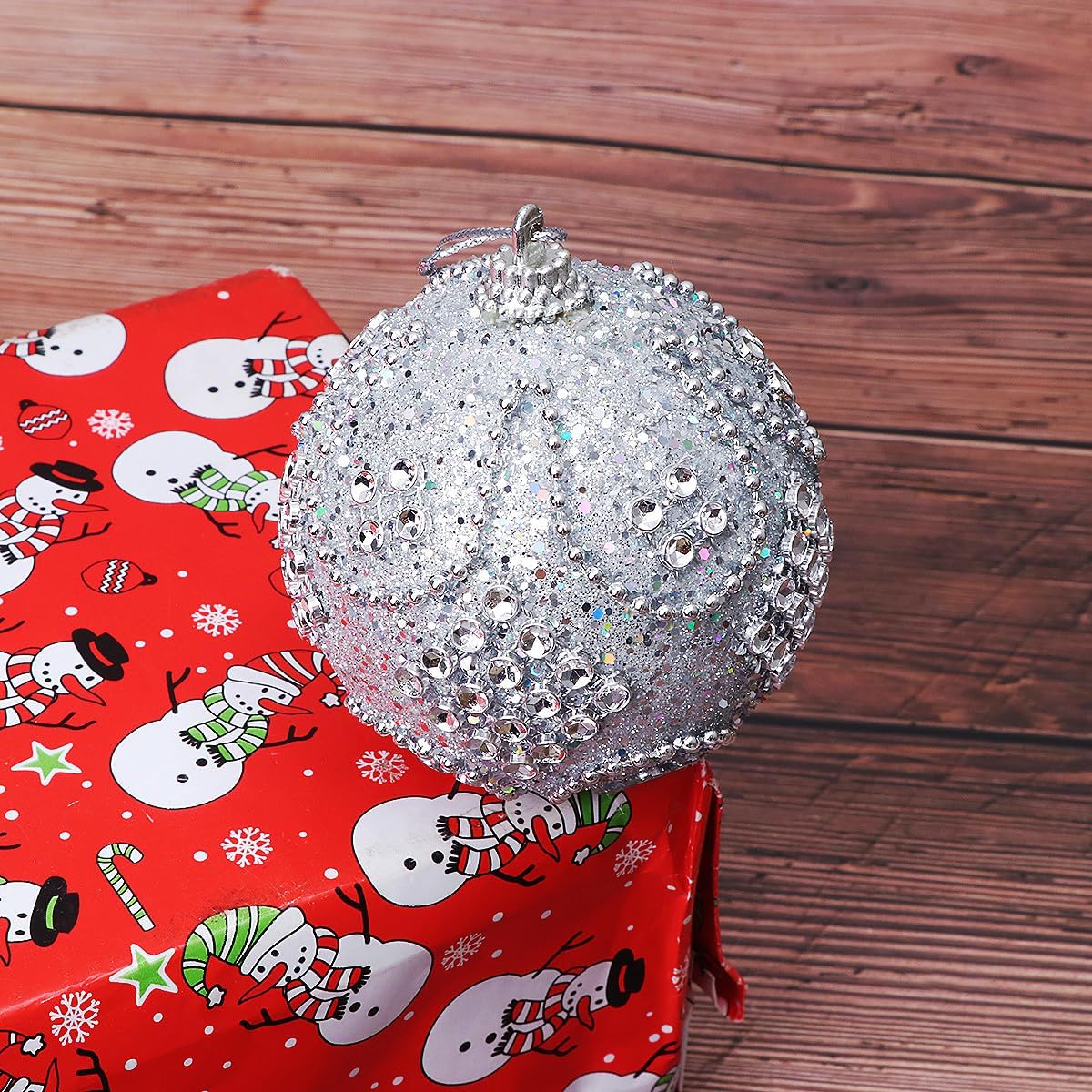 SUPVOX 3 adornos de bola de Navidad con diamantes de imitación de cristal, bolas de árbol de Navidad, adornos de árbol de Navidad, suministros de