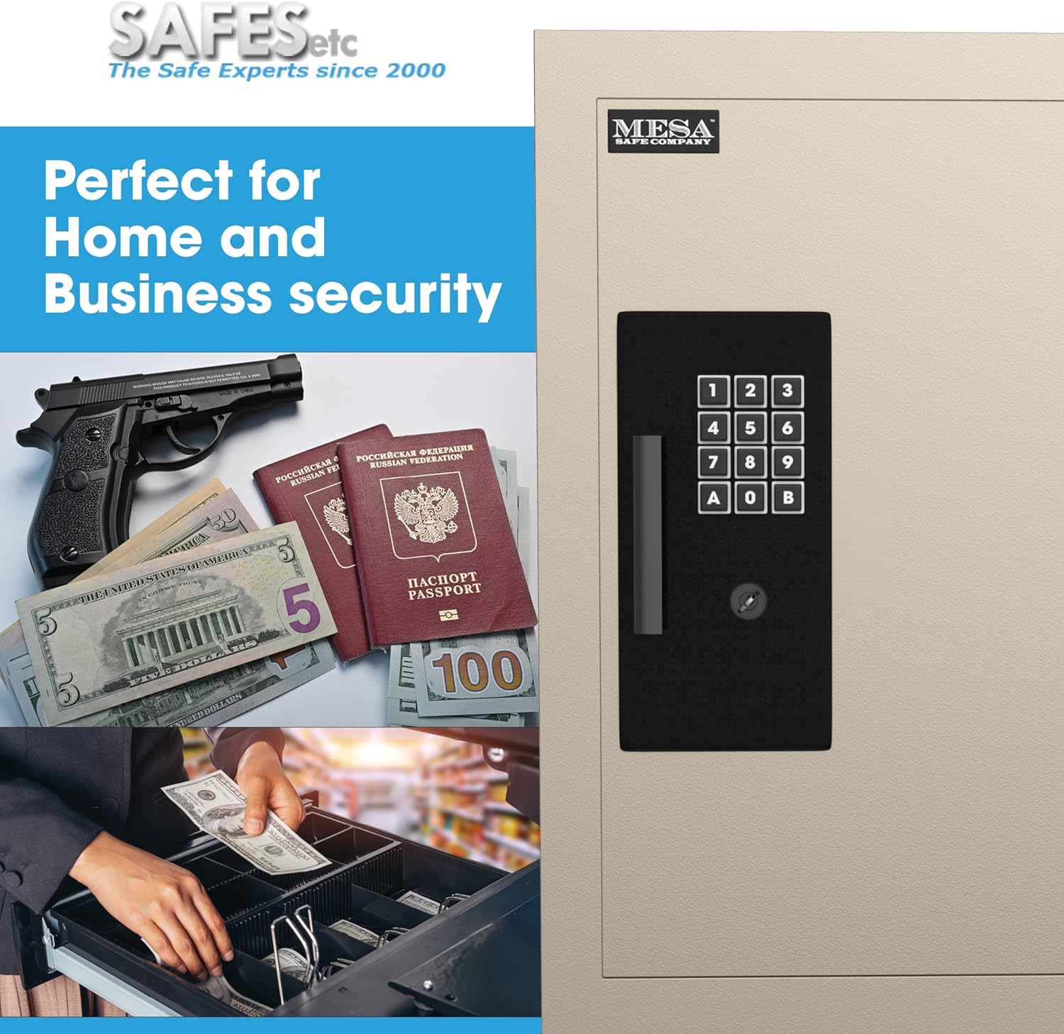 Mesa Safe – Caja fuerte de pared ajustable de acero, 0.3-0.7 pies cúbicos