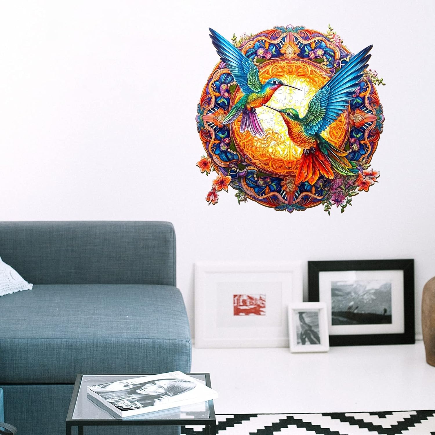 Funnli Rompecabezas de madera para adulto, 200 piezas de mandala colibríes, rompecabezas de madera de 11.8 x 11.8 pulgadas con caja, colección de