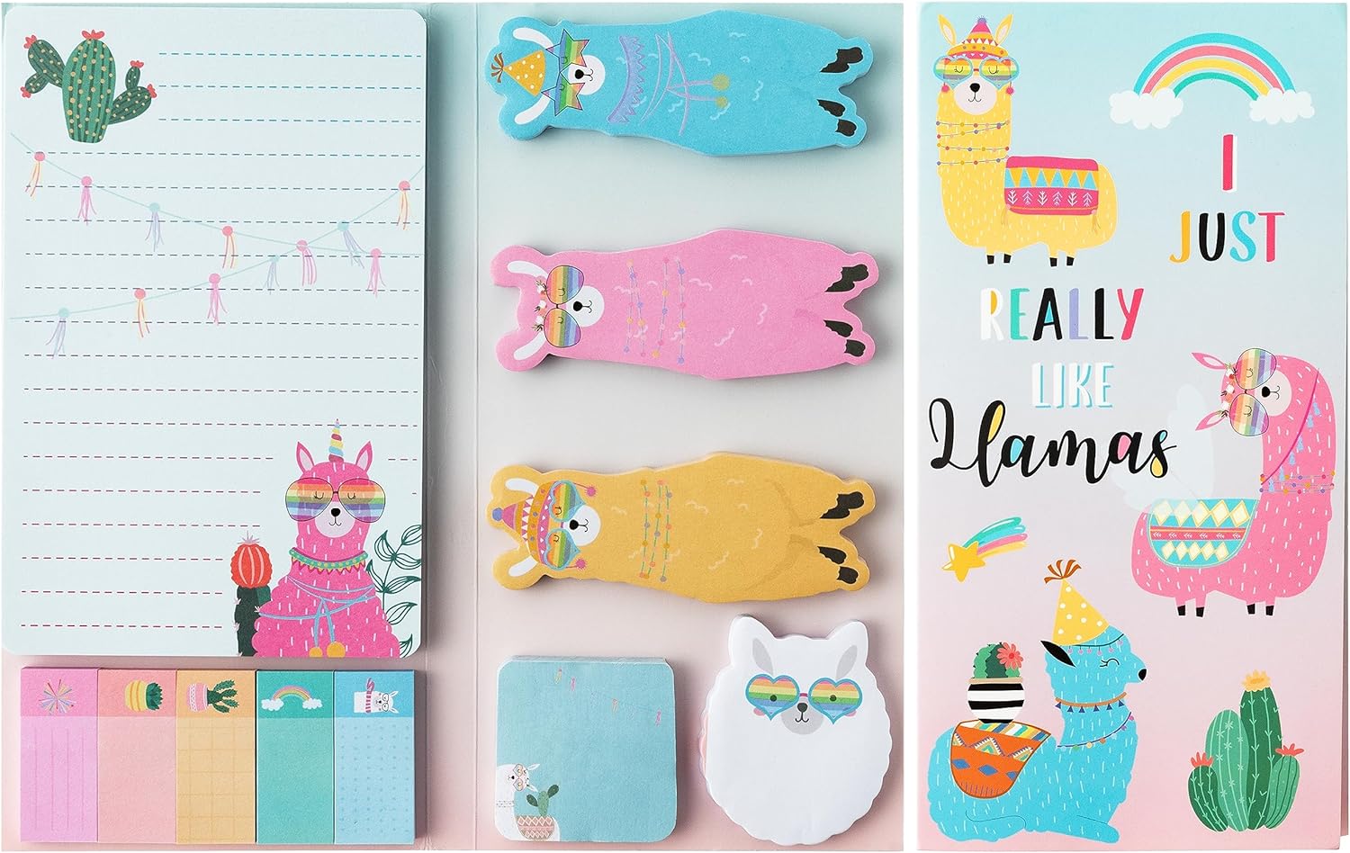 I Just Really Like Llamas – Juego de notas adhesivas, 550 hojas, lindas notas autoadhesivas de alpaca de dibujos animados, pestañas divisorias de