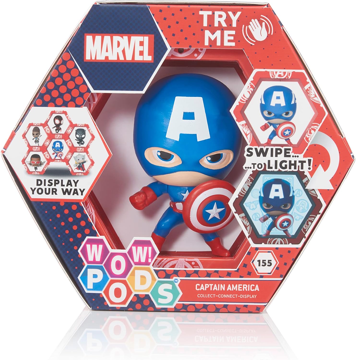 WOW! PODS colección Los Vengadores – Capitán América  Figura de superhéroe con cabeza de borla iluminada  Juguetes y regalos coleccionables