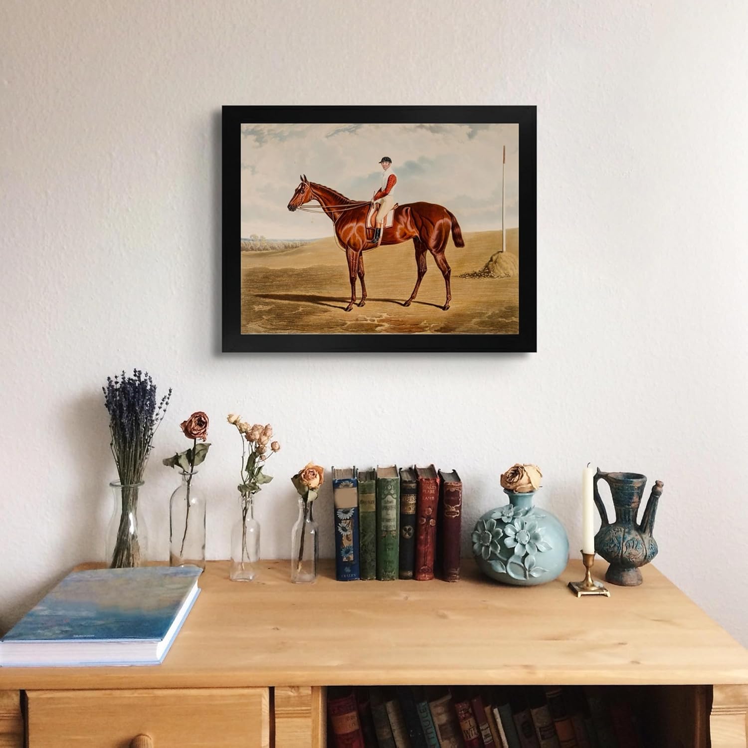 Ganador del derby peligroso de la cabaña perdida por John Herring Sr  Impresión en marco plano negro  Reproducción de pinturas de obras de arte