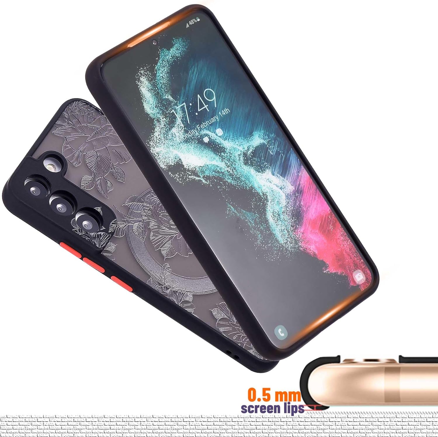 Funda magnética para Samsung Galaxy S21, ajuste delgado, diseño floral rosa, funda magnética para Samsung Galaxy S21, marco suave, botón sensible en