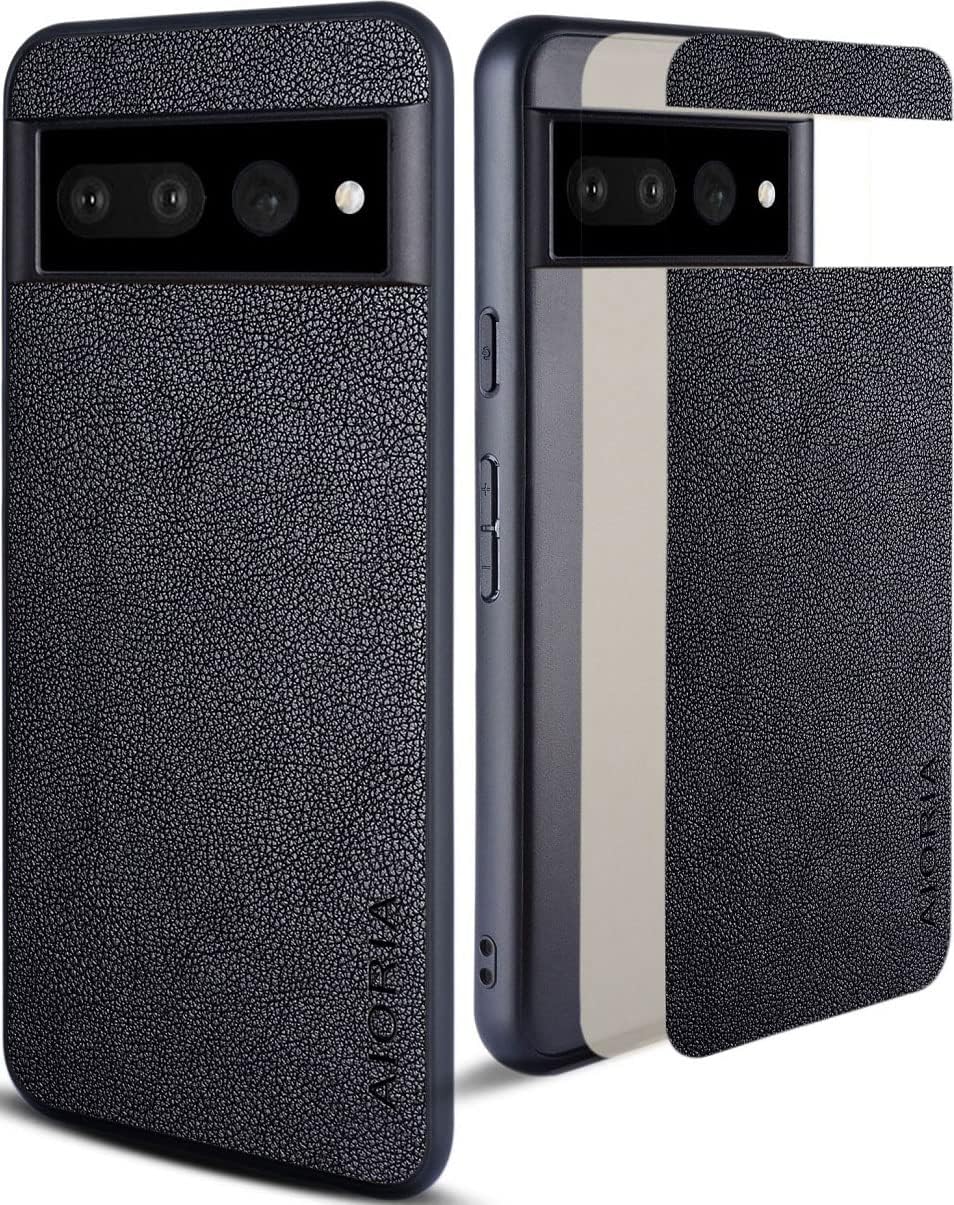 Funda protectora completa para Google Pixel 7, funda de cuero premium para teléfono con diseño retro para Google Pixel 7 5G (negro)