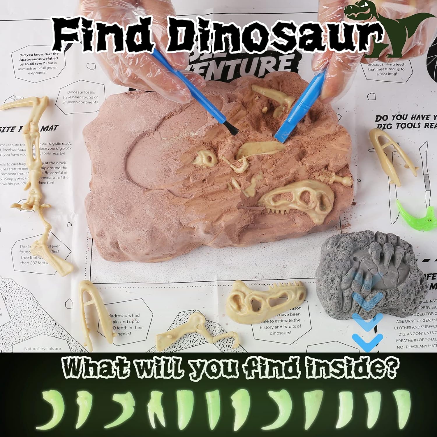 Juguetes de dinosaurio Kit educativo de ciencia regalo para niños, Spinosaurus STEM Activtives, Dino regalos geográficos con dientes brillantes para