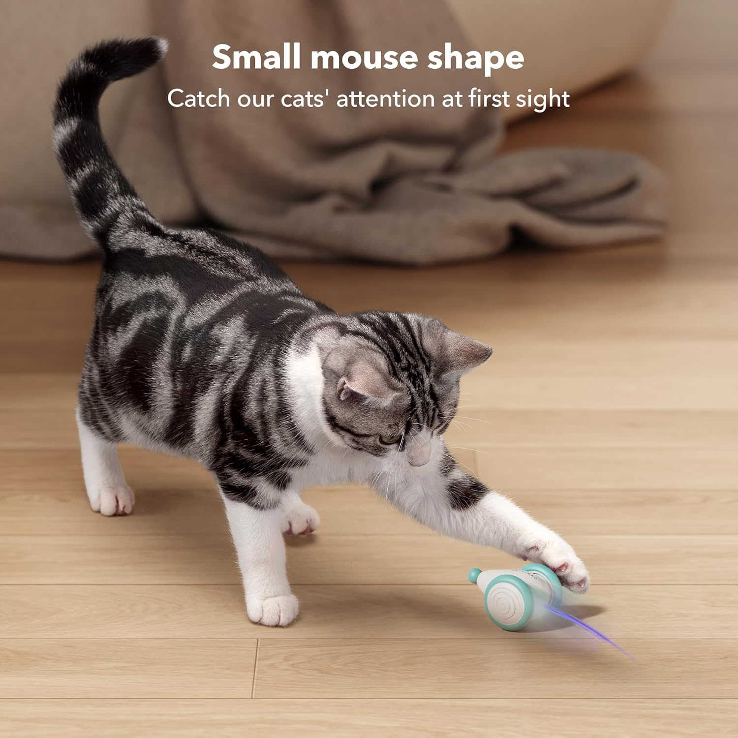 Juguete interactivo para gatos de interior, 2024 actualizado Juguetes para gatitos, juguete automático para gatos con luces LED, juguetes de ratón