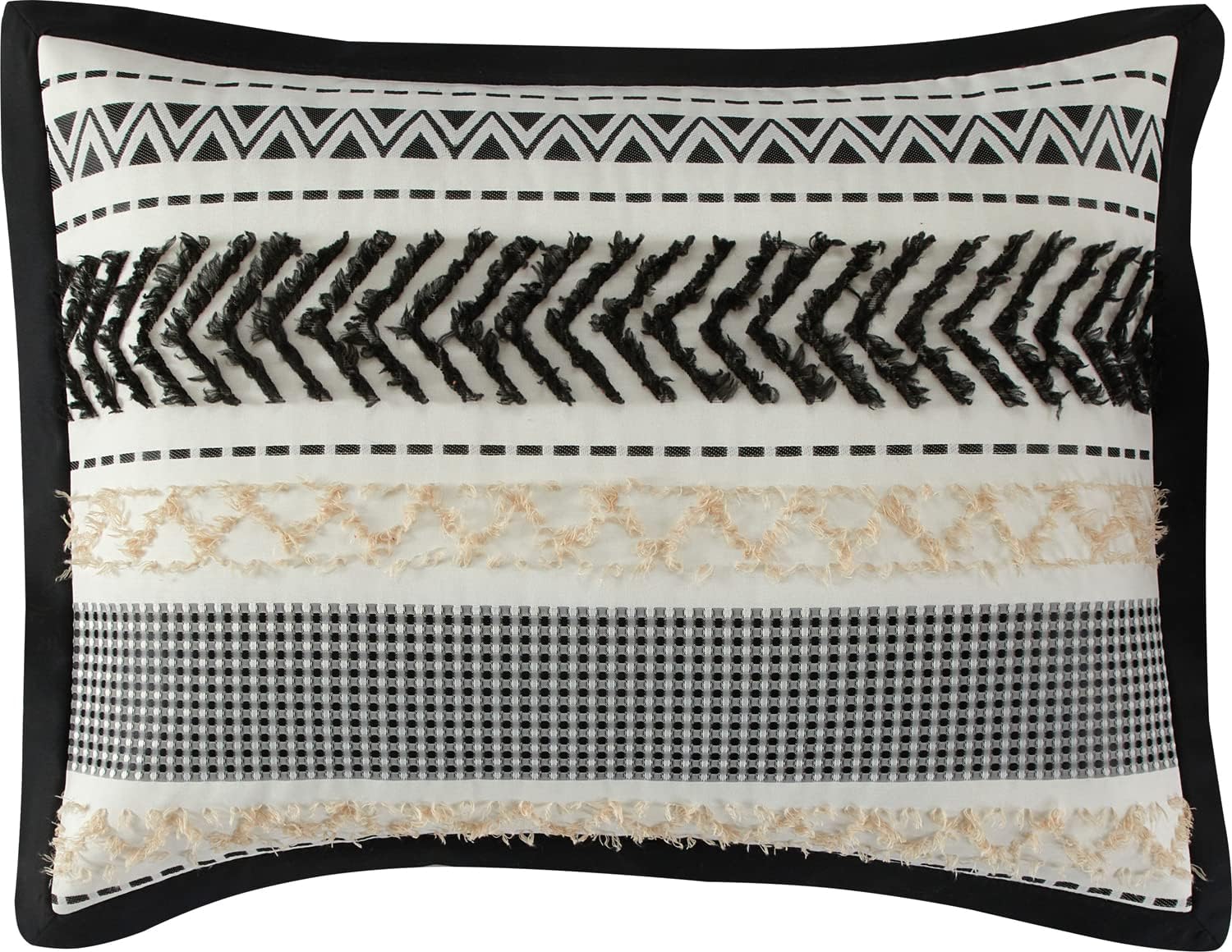 Grand Avenue Juego de edredón negro y dorado, tamaño California King, juego de ropa de cama suave de 7 piezas, jacquard y clip, para todas las