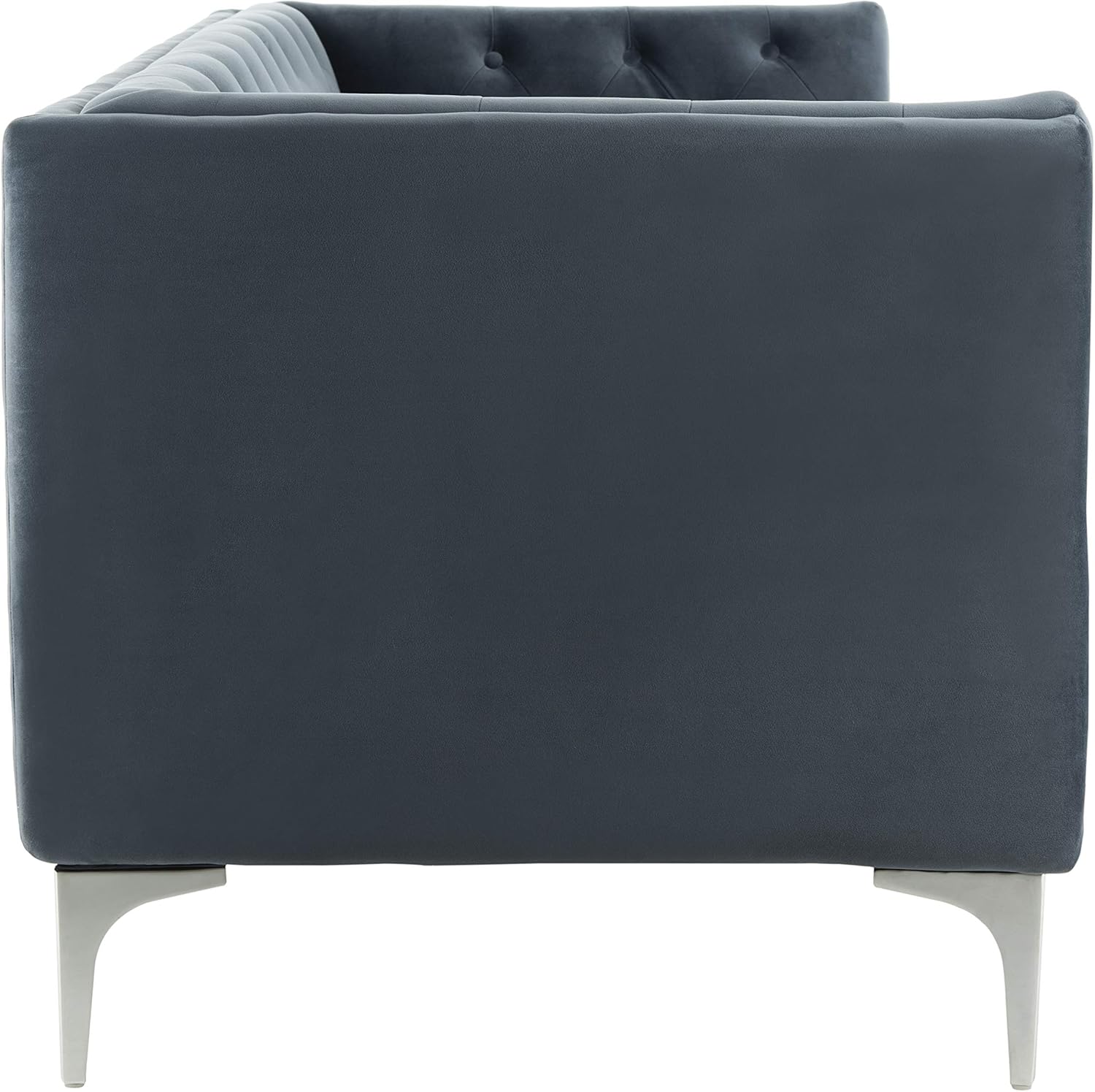 Safavieh Couture Home Florentino Glam – Sofá copetudo azul polvoriento y dorado
