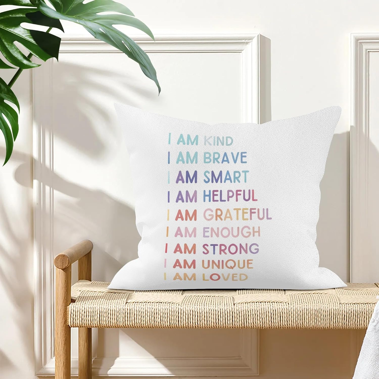 Funda de almohada imprescindible para el aula, artículos de esquina calmantes para niños, decoración de almohada de salud mental para el hogar,