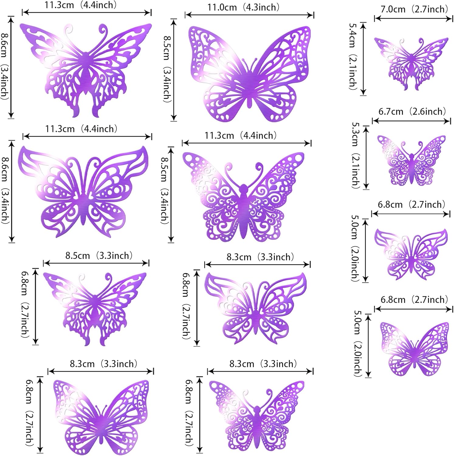 Paquete de 40 adornos de mariposa 3D para tartas de estilos mixtos de mariposas huecas para bodas, baby shower, niños y niñas, fiesta de cumpleaños,