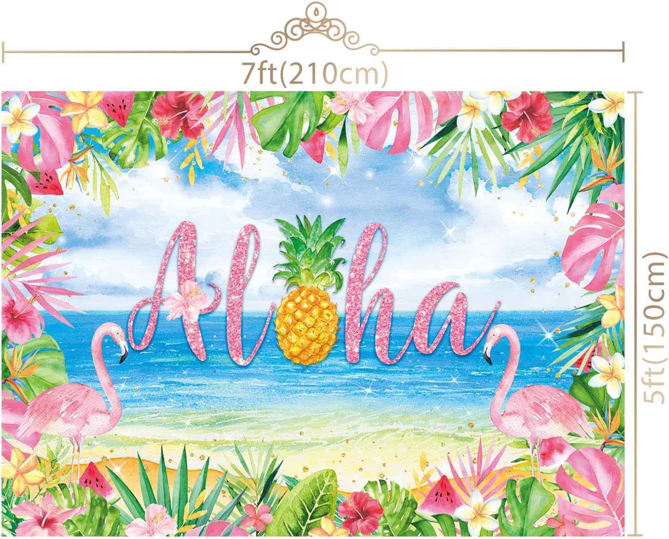 Maijoeyy Fondo rosa Aloha de 7 x 5 pies para fotografía de playa tropical de Hawaii, flamenco, Luau, cumpleaños, baby shower, fiesta, decoración