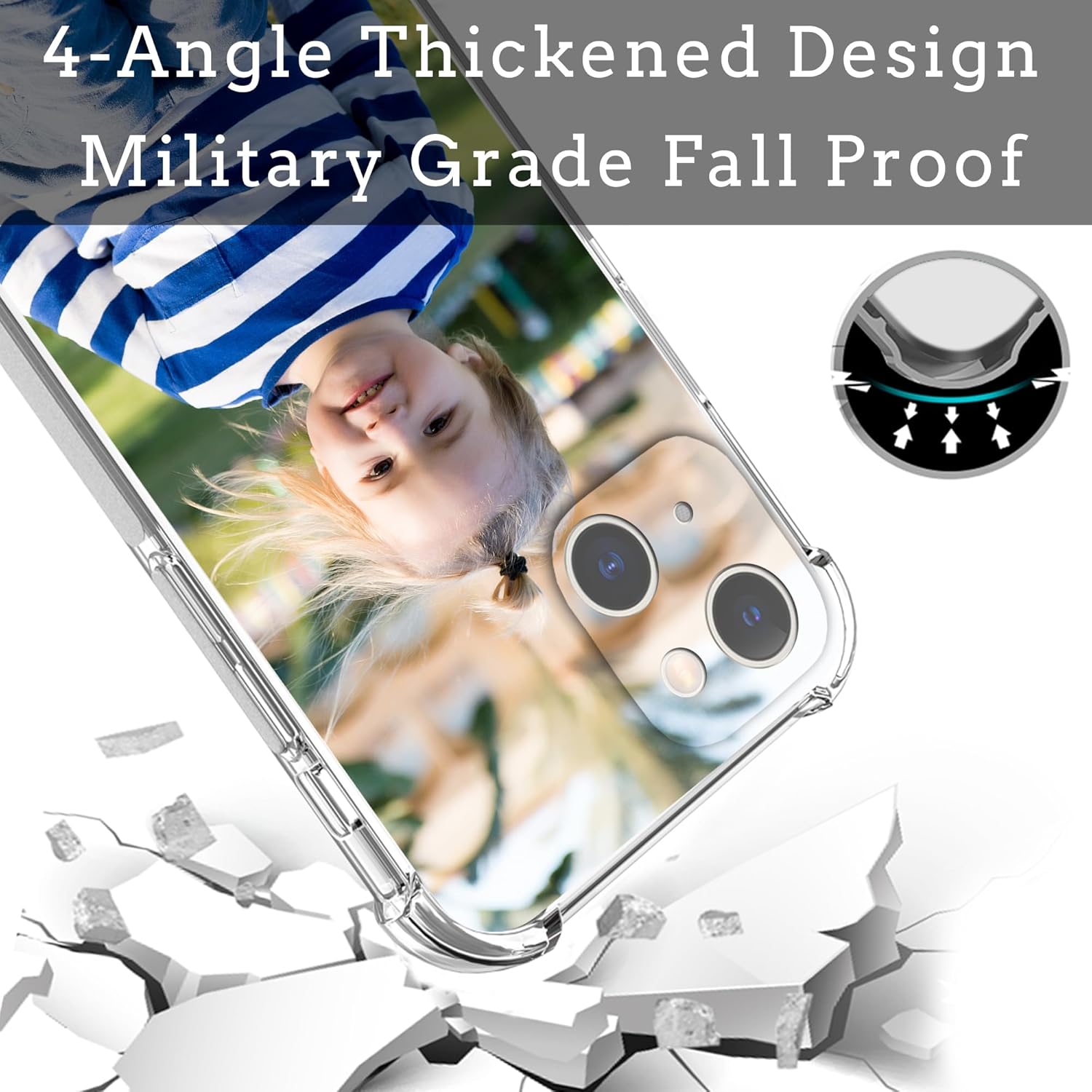 shumei Funda de teléfono con foto personalizada para iPhone 15 de 6.1 pulgadas, funda transparente de TPU suave antiarañazos, diseña tu propia funda