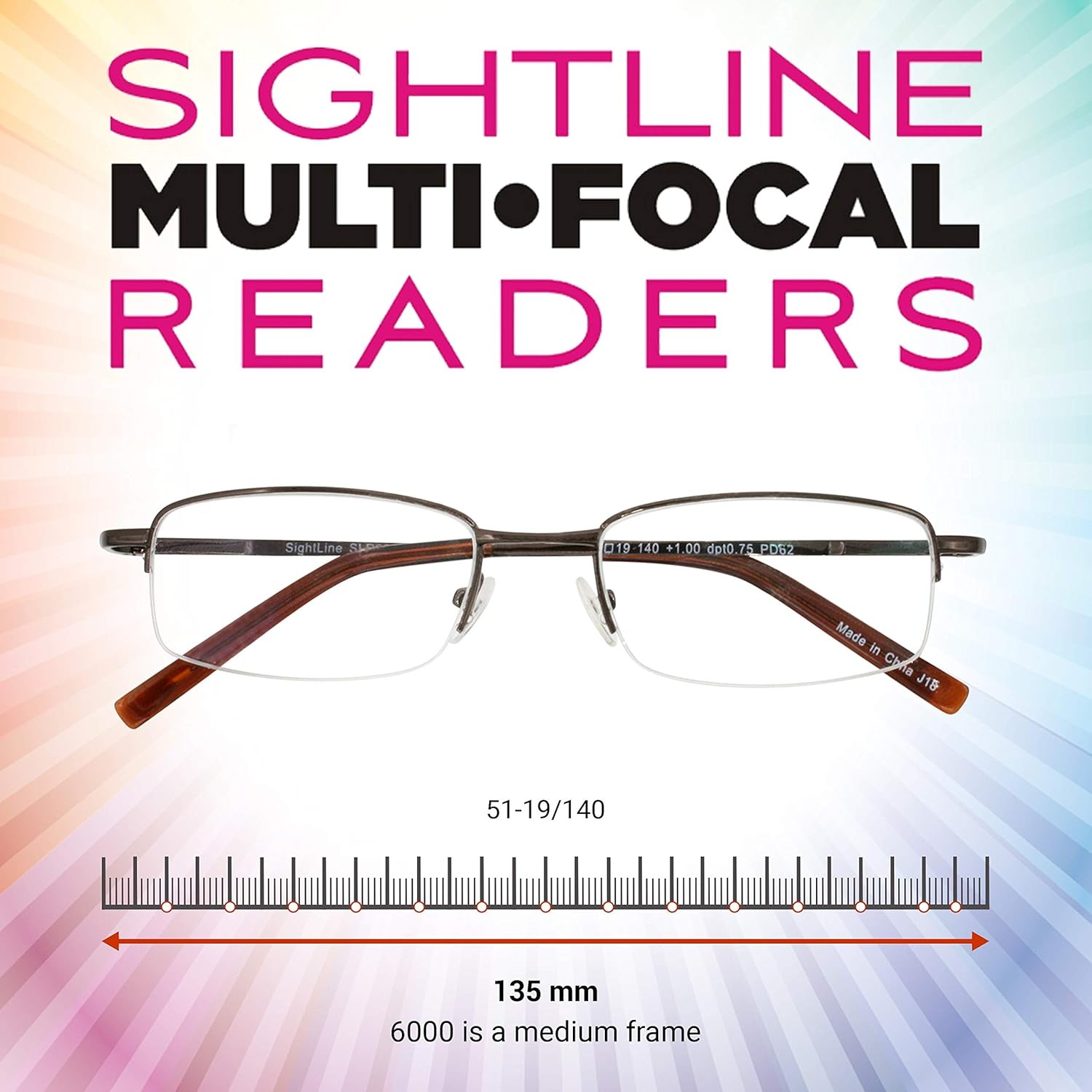 Sightline Multifocus – Gafas de lectura 6000 Gunmetal con aumento de 2.50