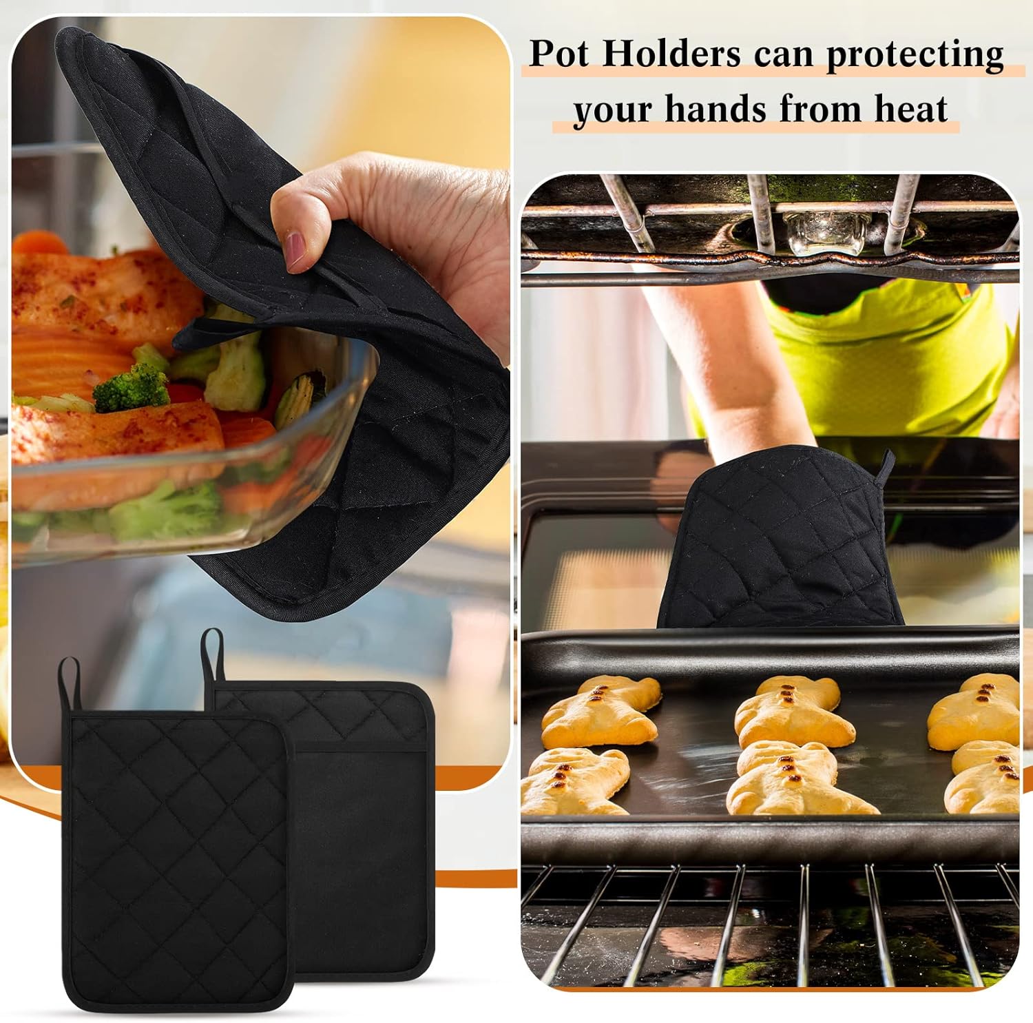 Hoolerry 20 soportes de algodón para ollas de bolsillo para horno de cocina, soportes para ollas de 7 x 9 pulgadas, resistentes al calor, con bucles