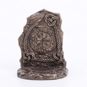Veronese Design Portavelas Viking Vegvisir Runestone de 5 34 pulgadas de alto con acabado de bronce Veronese Design Portavelas Viking Vegvisir Runestone de 5 34 pulgadas de alto con acabado de bronce