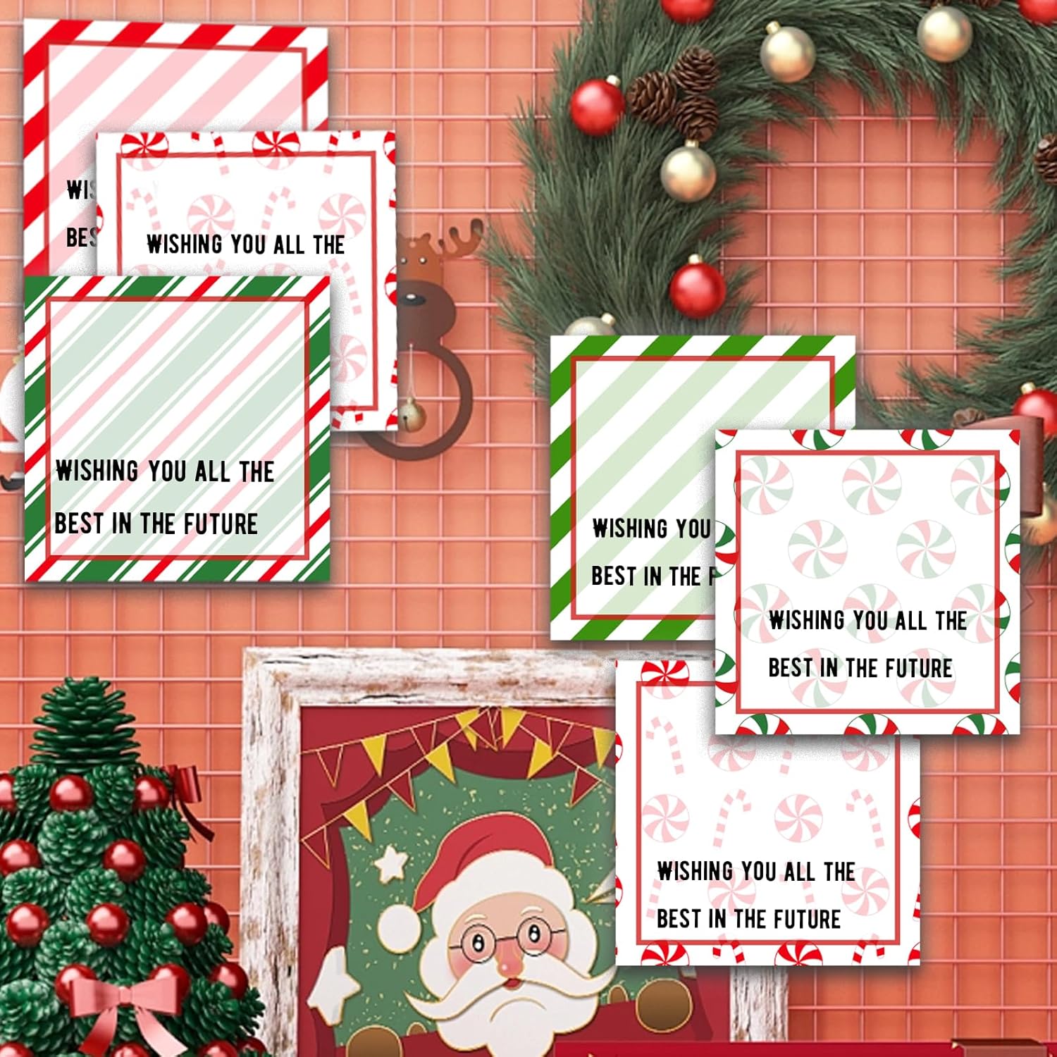 9 notas adhesivas de caramelo de Navidad de 3 x 3 pulgadas, lindos blocs de notas de caramelo de Navidad, notas de notas de caramelo de invierno