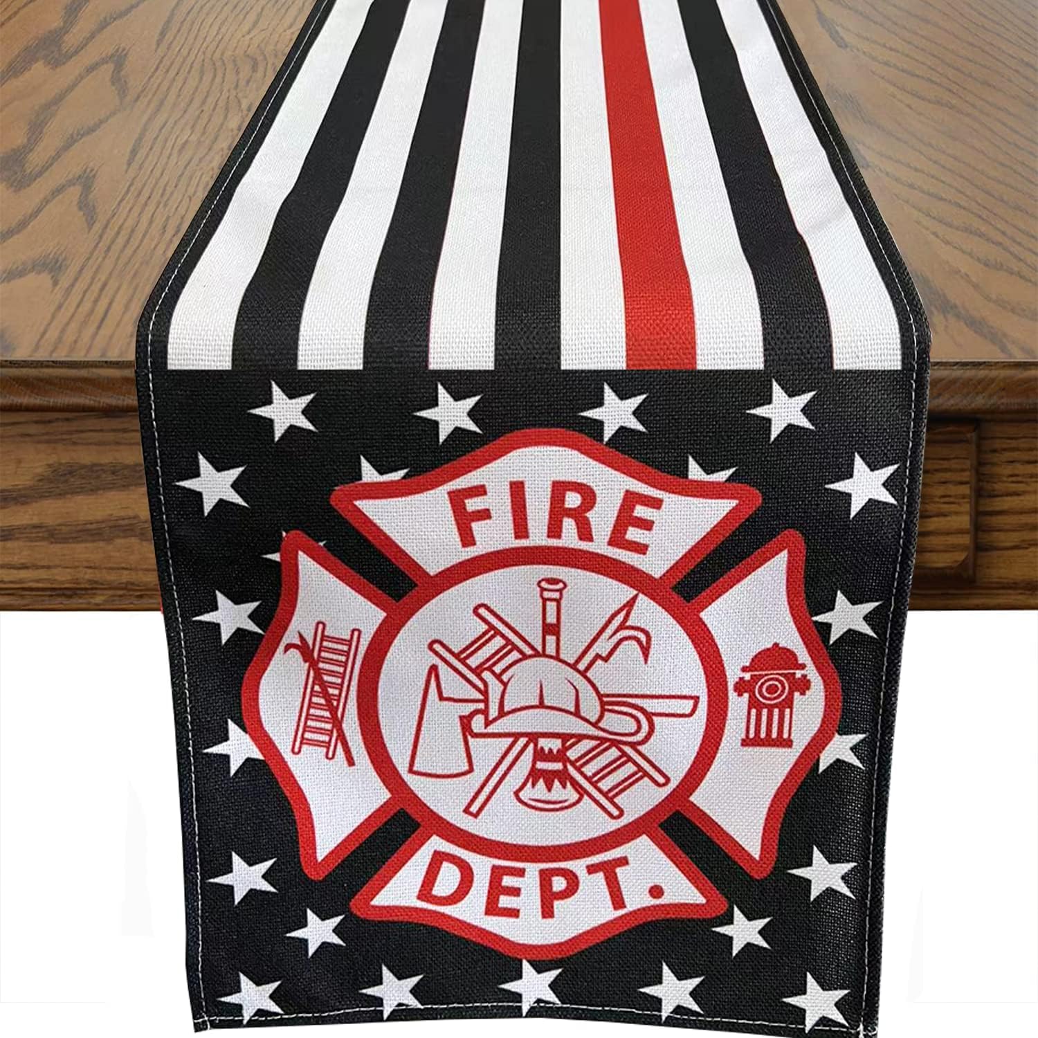 Camino de mesa con temática de bombero, mantel de cocina y comedor, para decoración de fiestas en interiores y exteriores, 13 x 72 pulgadas