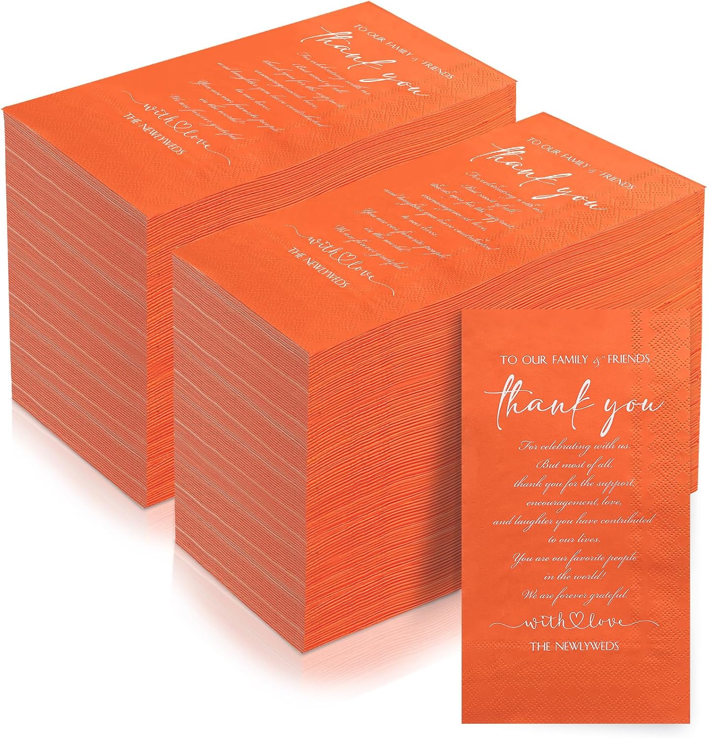 200 servilletas de boda lisas de agradecimiento para recién casados a familiares amigos, invitados, 3 capas, pañuelos faciales, paquete de
