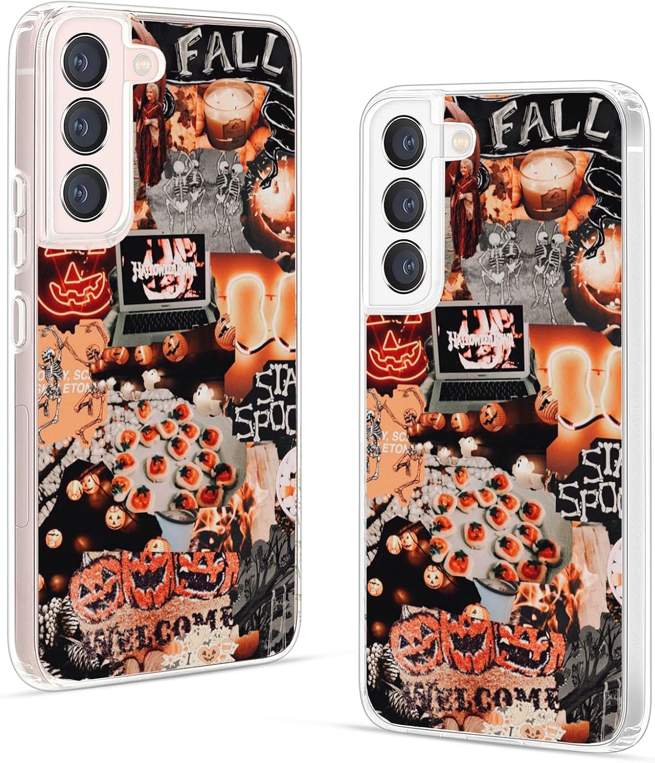 Kyppwh Funda de TPU suave para Samsung Galaxy S22+ de 6.8 pulgadas con diseño de calabaza, otoño, Halloween, tema de Halloween, antiarañazos, a