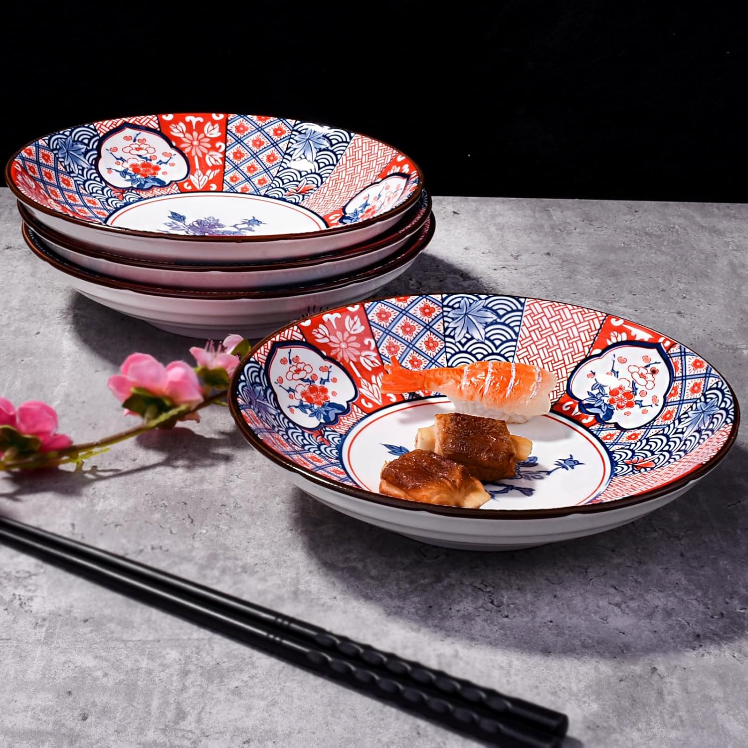 Plato de cerámica de estilo vintage japonés, plato de desayuno casero de 7 pulgadas, plato de cena utilizado para aperitivos, tortillas, panes