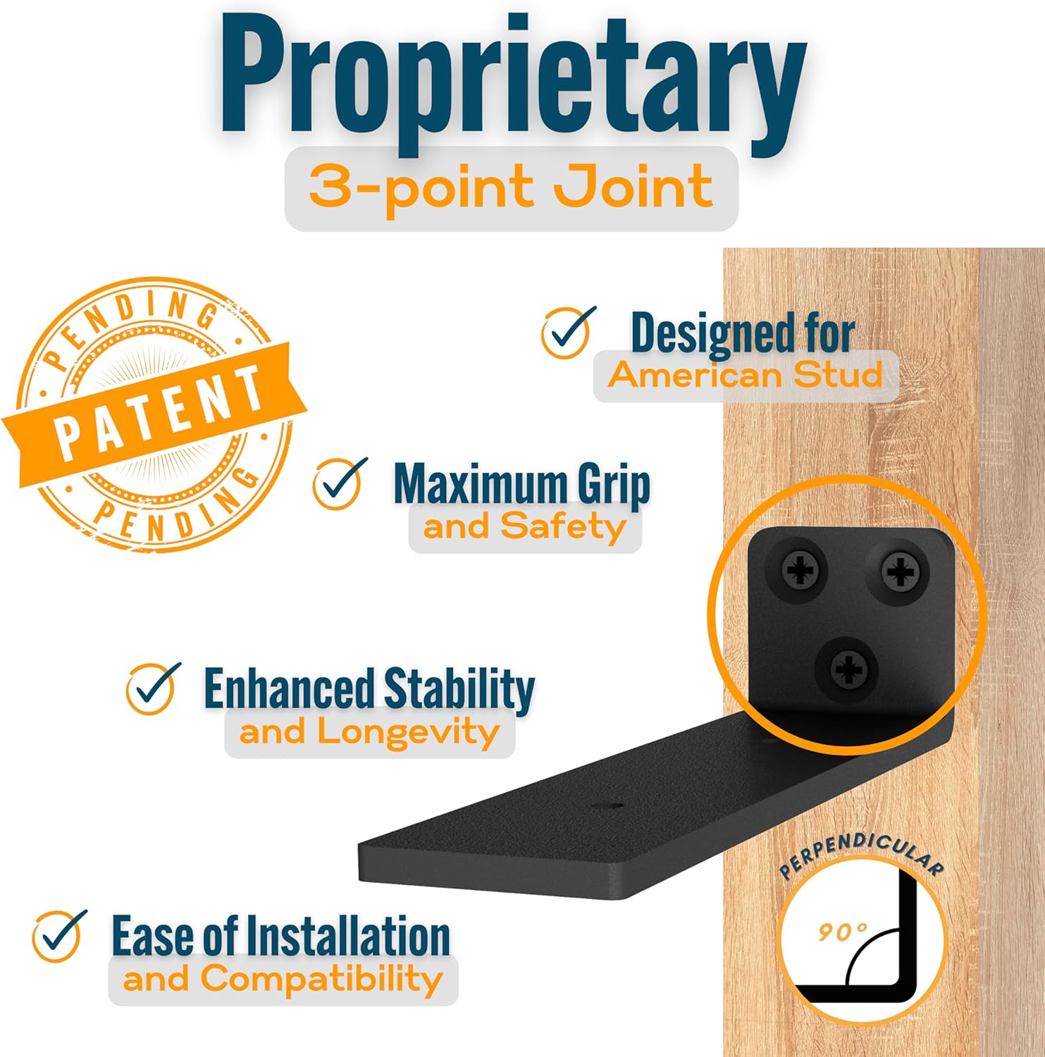 EVALD Soportes flotantes para estantes  Soportes ocultos de acero al carbono negro de 8 pulgadas para pared, cocina, guardería, repisa  Diseño