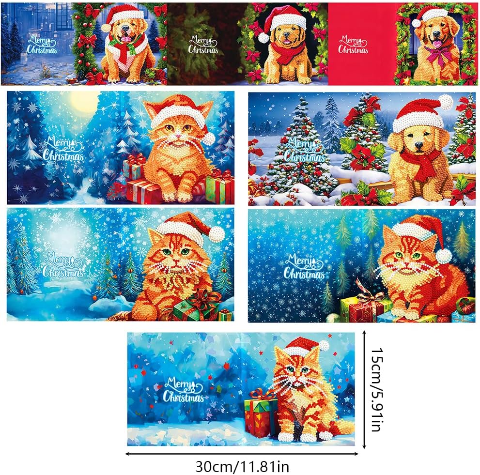 AZURAOKEY 812PCS Tarjeta de taladro de pintura de diamante de Navidad Tarjeta de felicitación Dibujo de diamante Tarjeta de vacaciones Tarjeta de