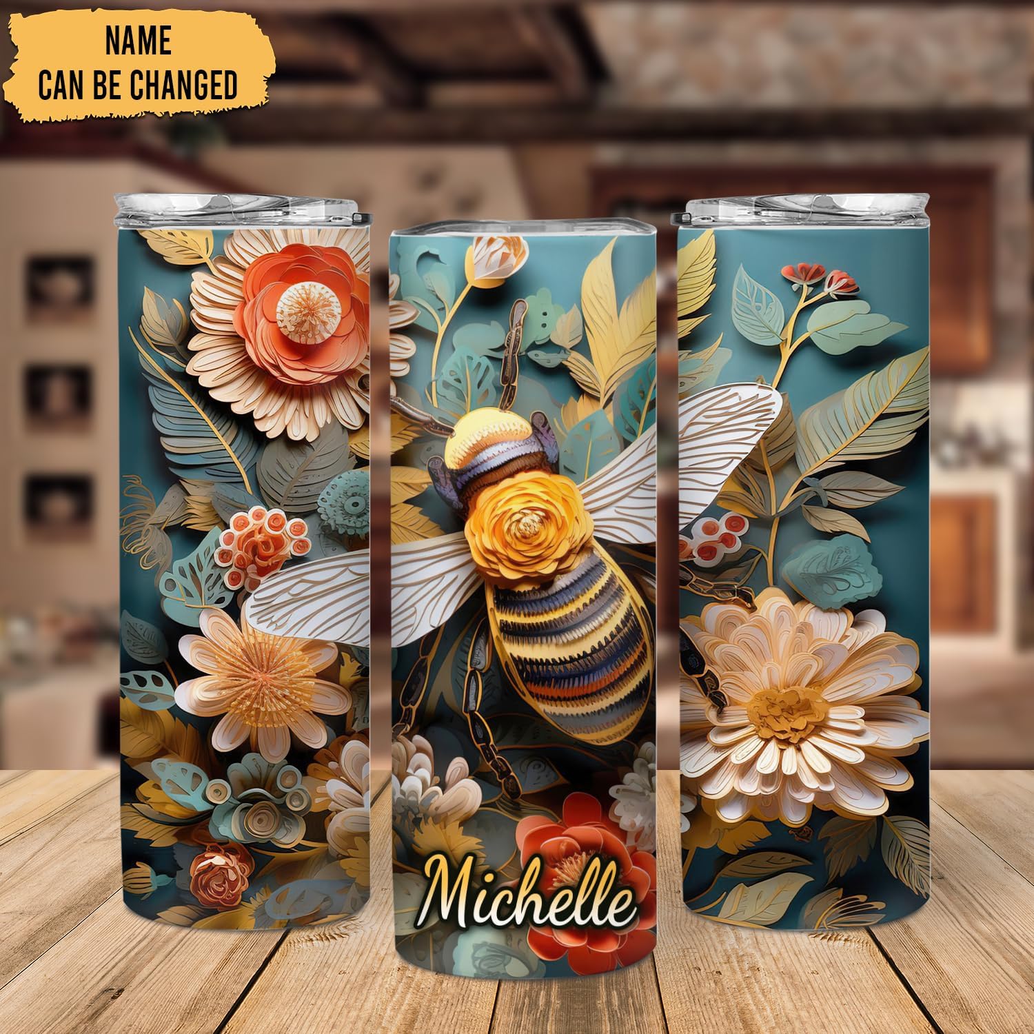 Hyturtle Regalos personalizados de vaso delgado de abeja para hombres y mujeres, regalos de cumpleaños y Navidad para amantes de las abejas, regalos