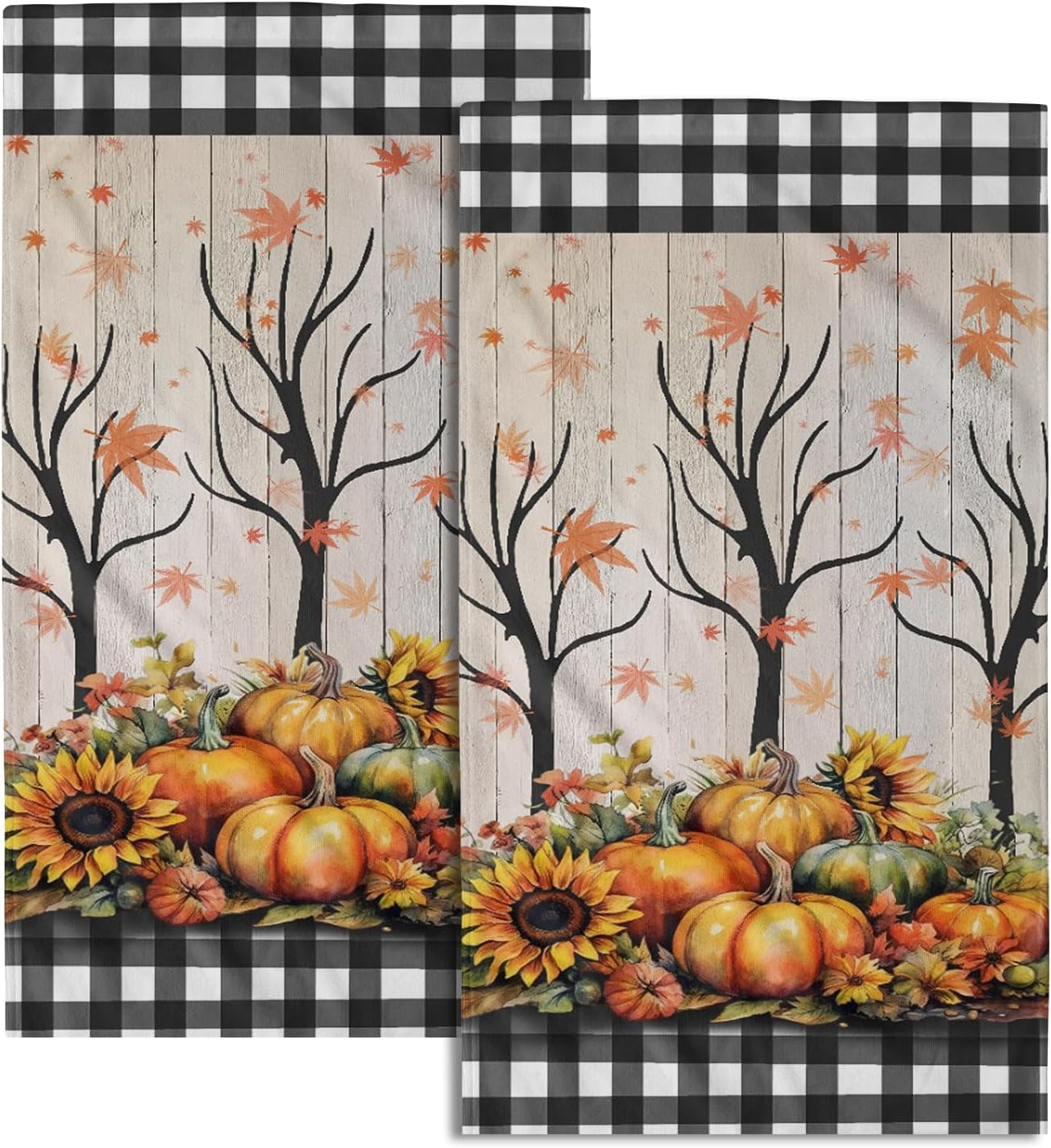 Giwawa Juego de 2 toallas de mano de calabaza de otoño, juego de 2 toallas de cocina suaves y pequeñas, toallas de baño para hotel, spa, gimnasio y