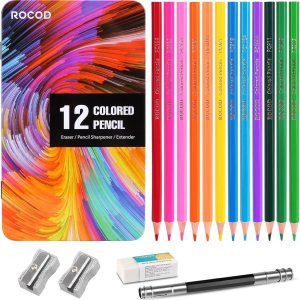 Lápices de colores de 12 colores profesionales para niños y adultos, juego de lápices de dibujo de color artístico Lápices de colores de 12 colores profesionales para niños y adultos, juego de lápices de dibujo de color artístico