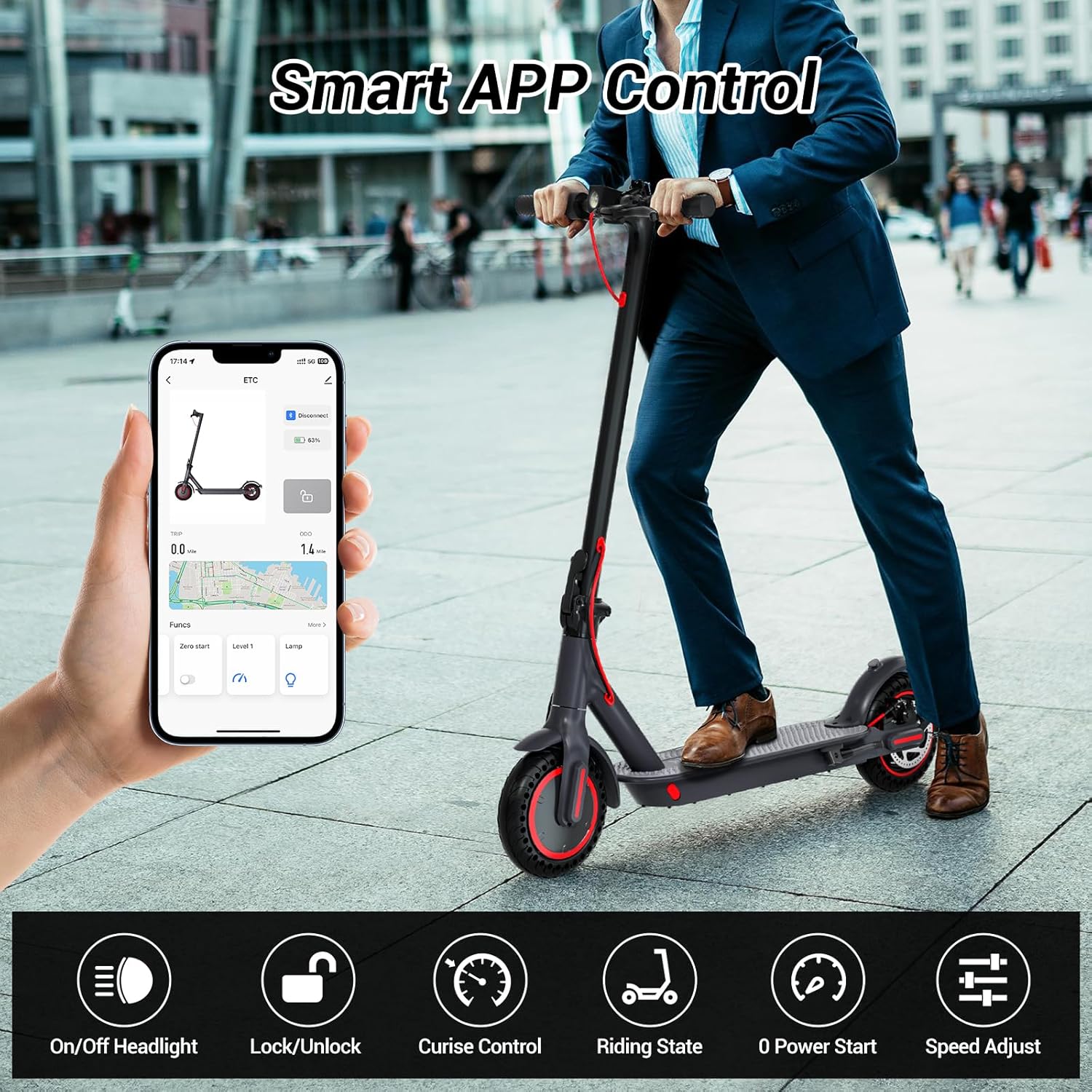 Electric Scooter Adults Teens, 500W Peak Motor, 20 Miles Range, 15.5Mph eScooter, 8.5″ Tires, Dual Braking System, Portable Folding Commuting