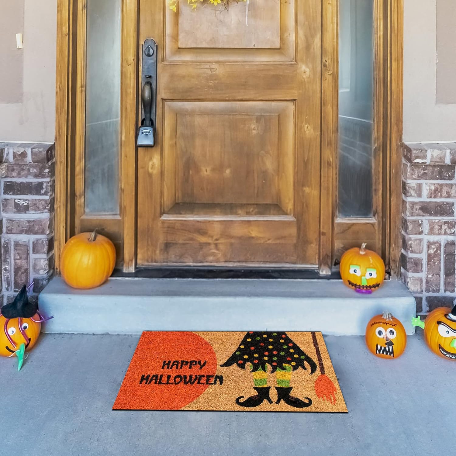 Felpudo para puerta de Halloween, Halloween, bruja, exterior, para puerta delantera, entrada interior, antideslizante, decoración del hogar,