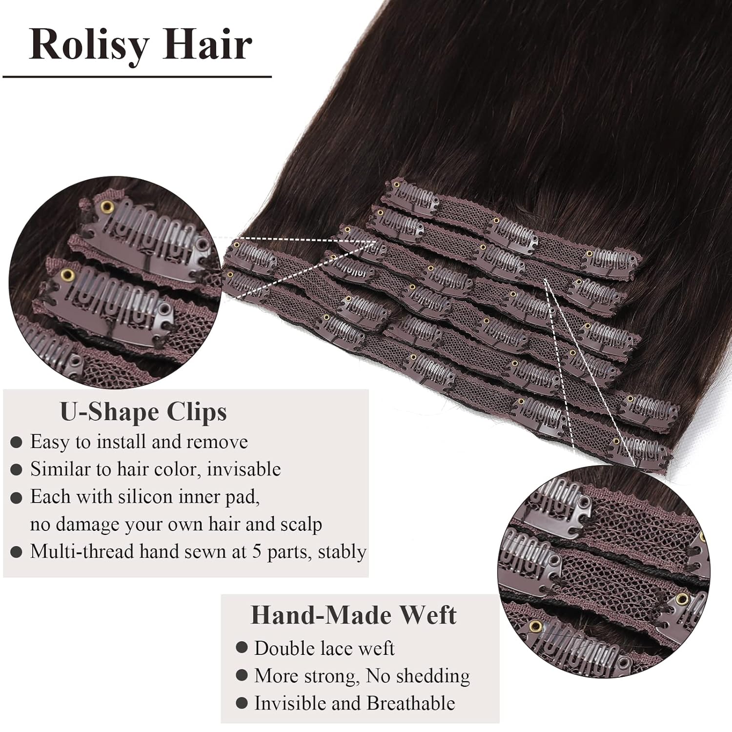 Extensiones de cabello humano con clip, 4.23 oz, 7 unidades, extensiones de cabello humano con clip, de 20 pulgadas, extensiones de cabello humano