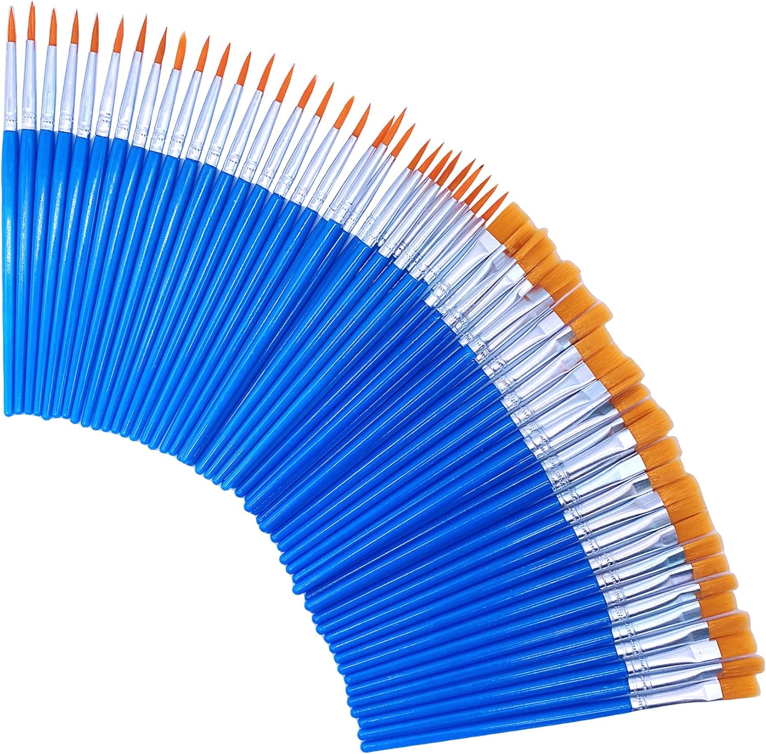 60 pinceles pequeños de mango corto para niños, adolescentes, pinceles a granel para pintura de detalles (30 planos + 30 redondos)