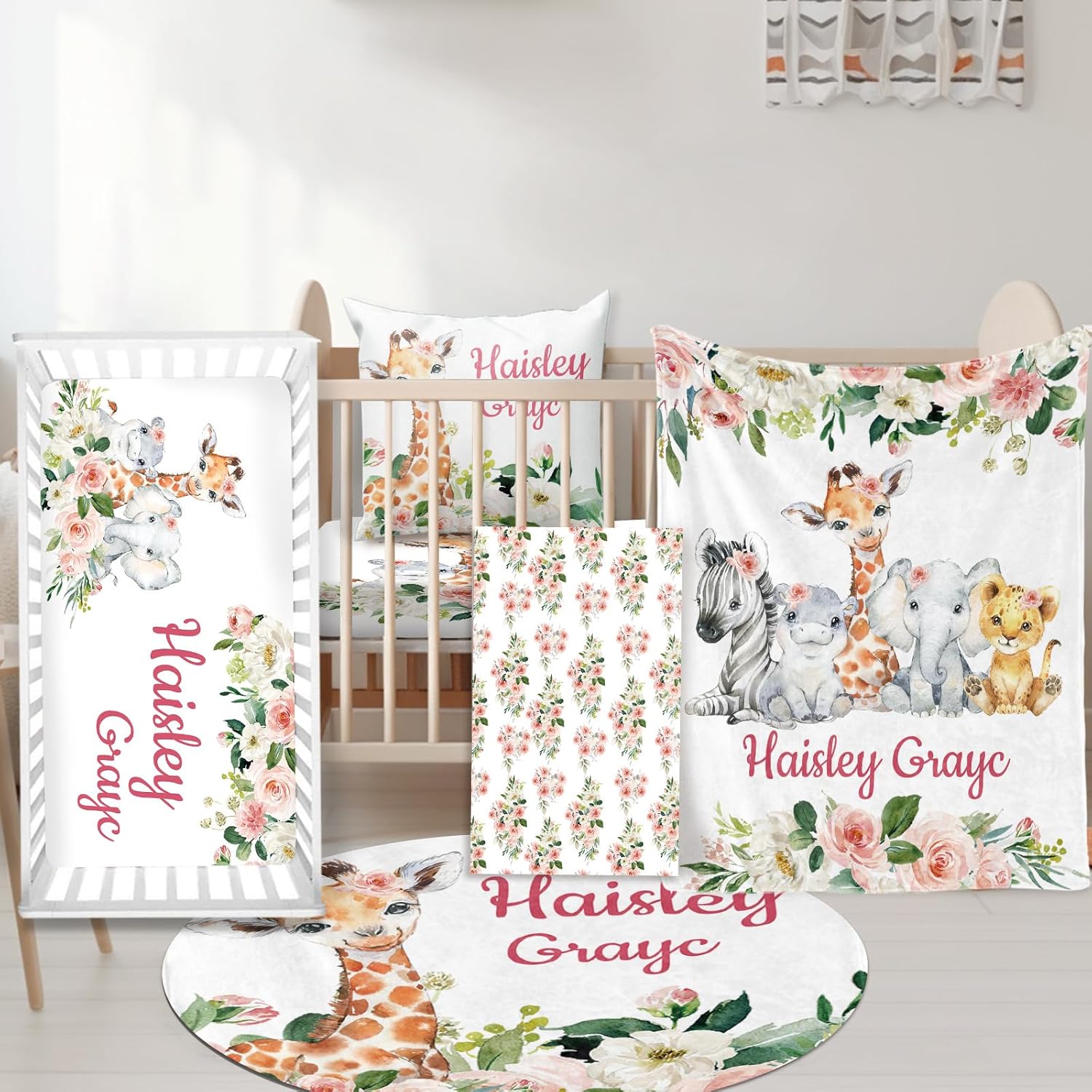 Juego de ropa de cama personalizada para cuna decoración personalizada para guardería, manta de bebé, sábana bajera para cuna, funda para cambiador,