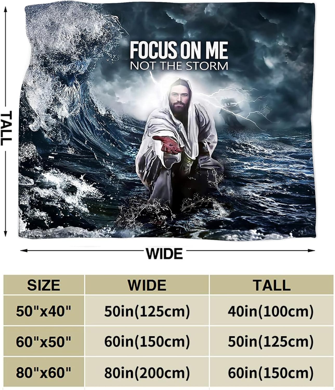 Manta de Jesús, regalos cristianos para hombres y mujeres, manta de Jesús y océano para adultos, manta de forro polar ultrasuave y acogedora para