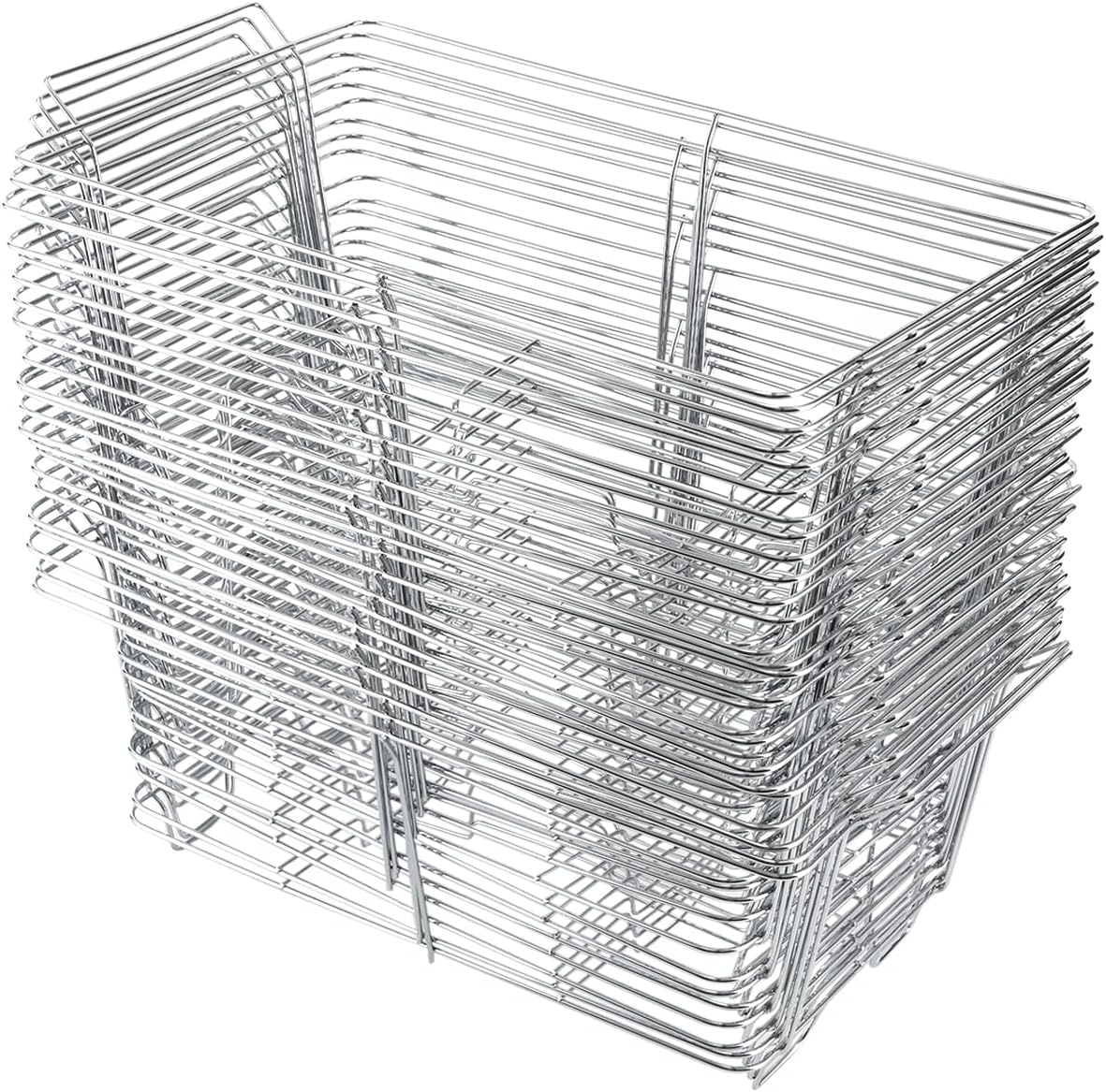 Paquete de 24 platos para bufé, estantes de alambre para rozar, soporte rectangular de tamaño completo, soporte apilable para rozar, marco cromado,