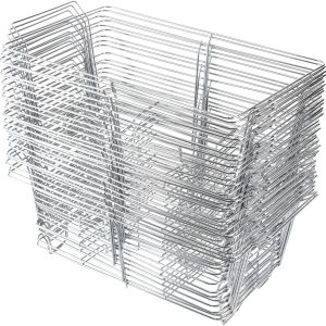 Paquete de 24 platos para bufé, estantes de alambre para rozar, soporte rectangular de tamaño completo, soporte apilable para rozar, marco cromado, Paquete de 24 platos para bufé, estantes de alambre para rozar, soporte rectangular de tamaño completo, soporte apilable para rozar, marco cromado,
