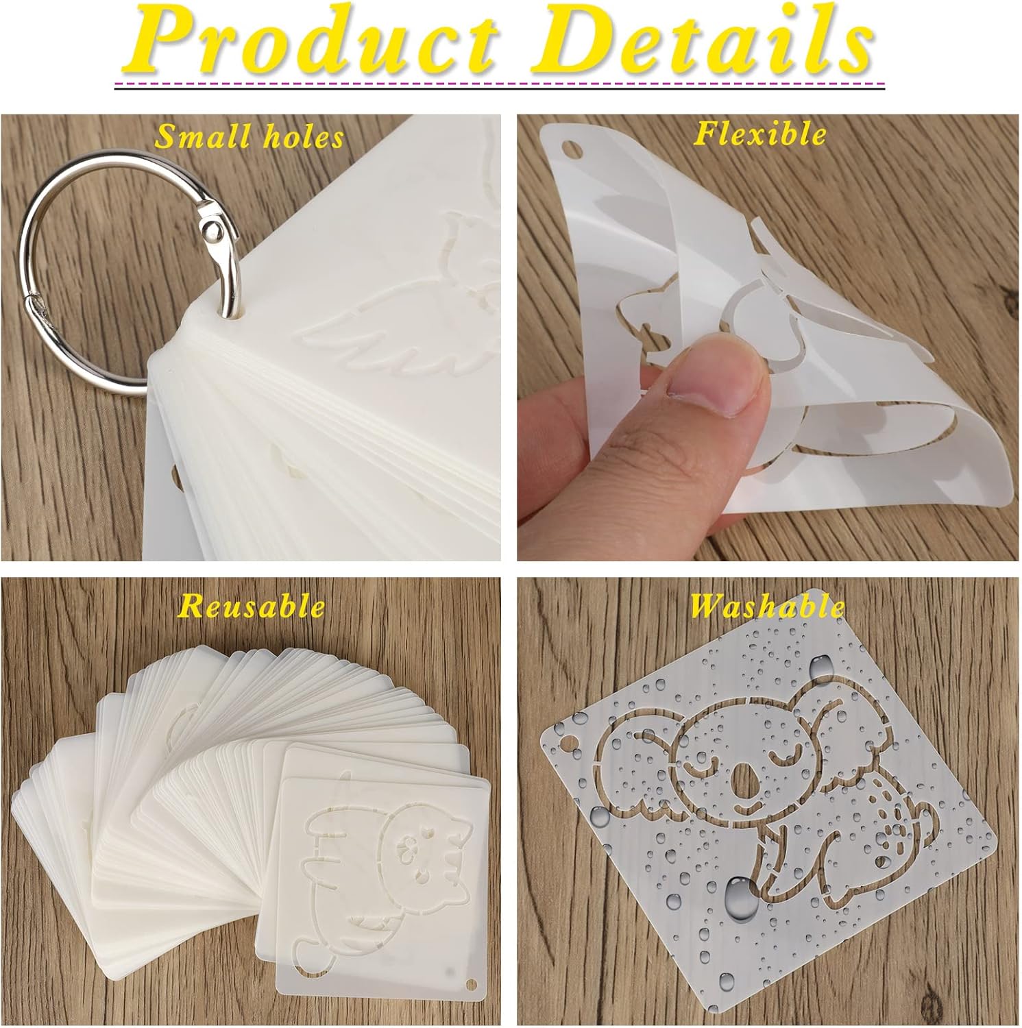 60 plantillas de pintura de animales lindos, plantillas de dibujo impermeables para bricolaje, tela de lona, decoración de pared, juego de arte,