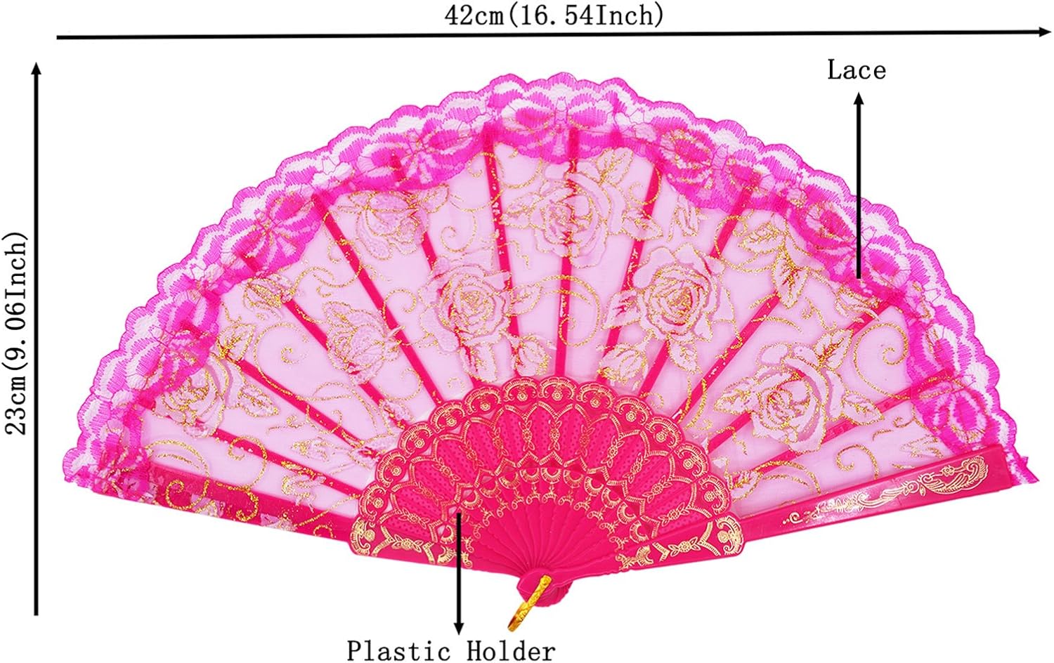 Amajiji abanicos plegables con diseño elegante y moderno de rosas, abanico de tela de encaje chinojaponés