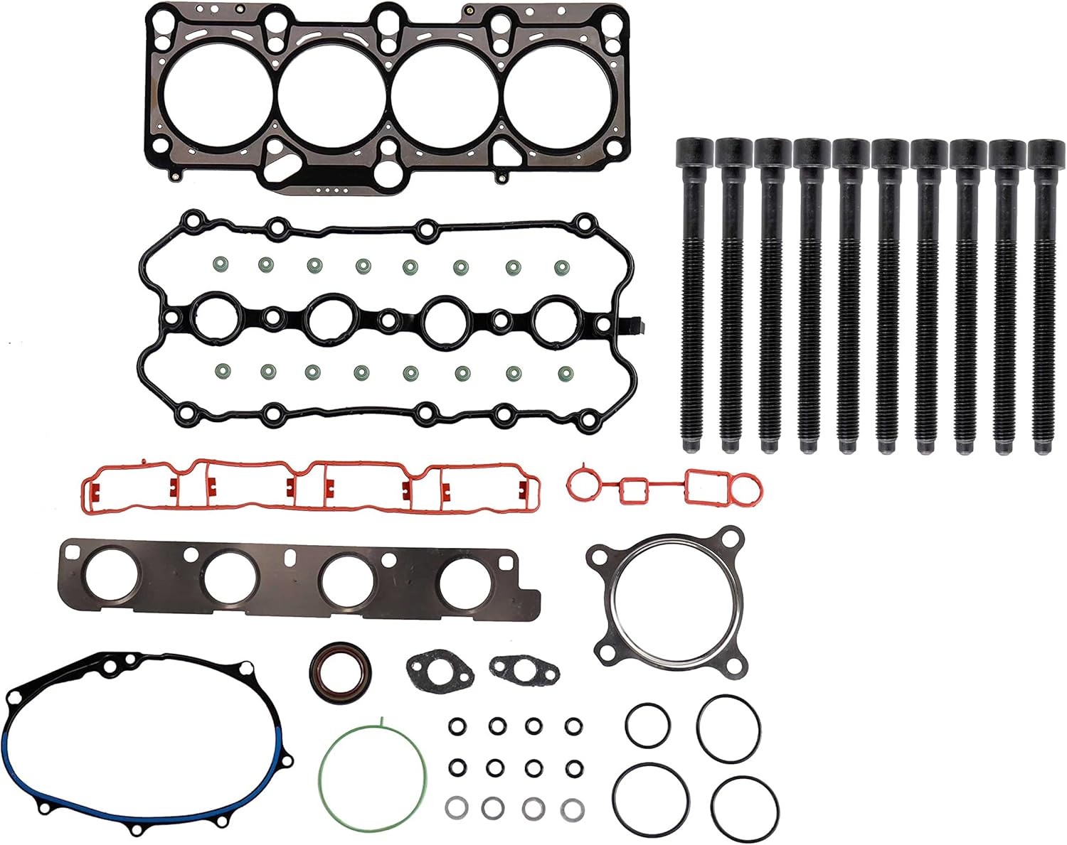DNJ HGB8002 Juego de juntas de culata con kit de pernos de cabeza para Volkswagen GTI 2.0L 1984cc 121cid L4 DOHC 2006-2013