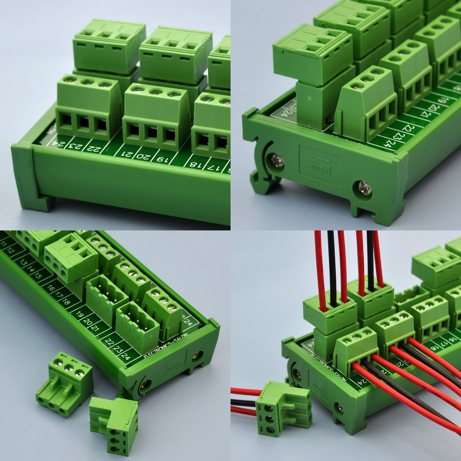 Electronics-Salon Módulo de distribución de bloque de terminales de tornillo de 8×3 posiciones 10A300V enchufable para montaje en carril DIN