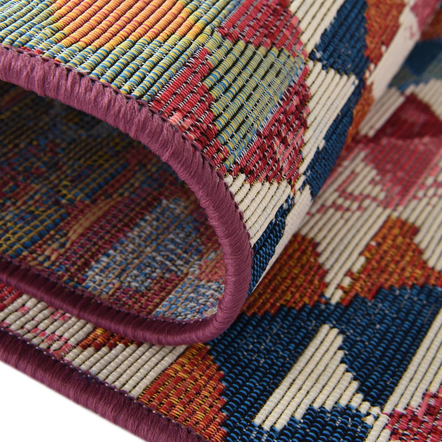 Unique Loom Outdoor Southwestern Collection – Alfombra de área – Fethiye (2 pies x 6 pies 1 pulgada, multidorado)