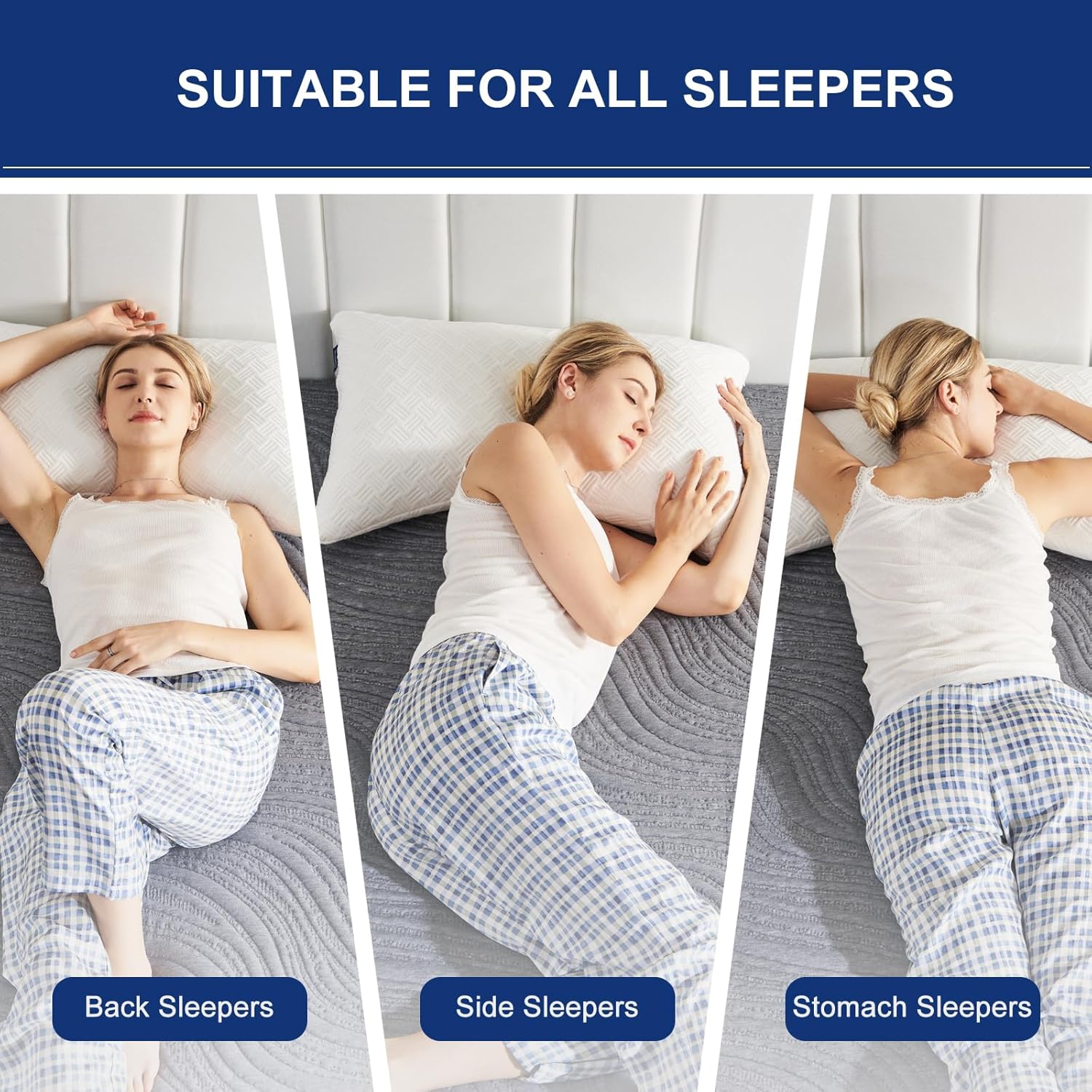 Molblly Almohada para dormir de lado y de espalda, almohada de espuma viscoelástica ajustable, adecuada para dolor de cuello y hombros, con bolsa de